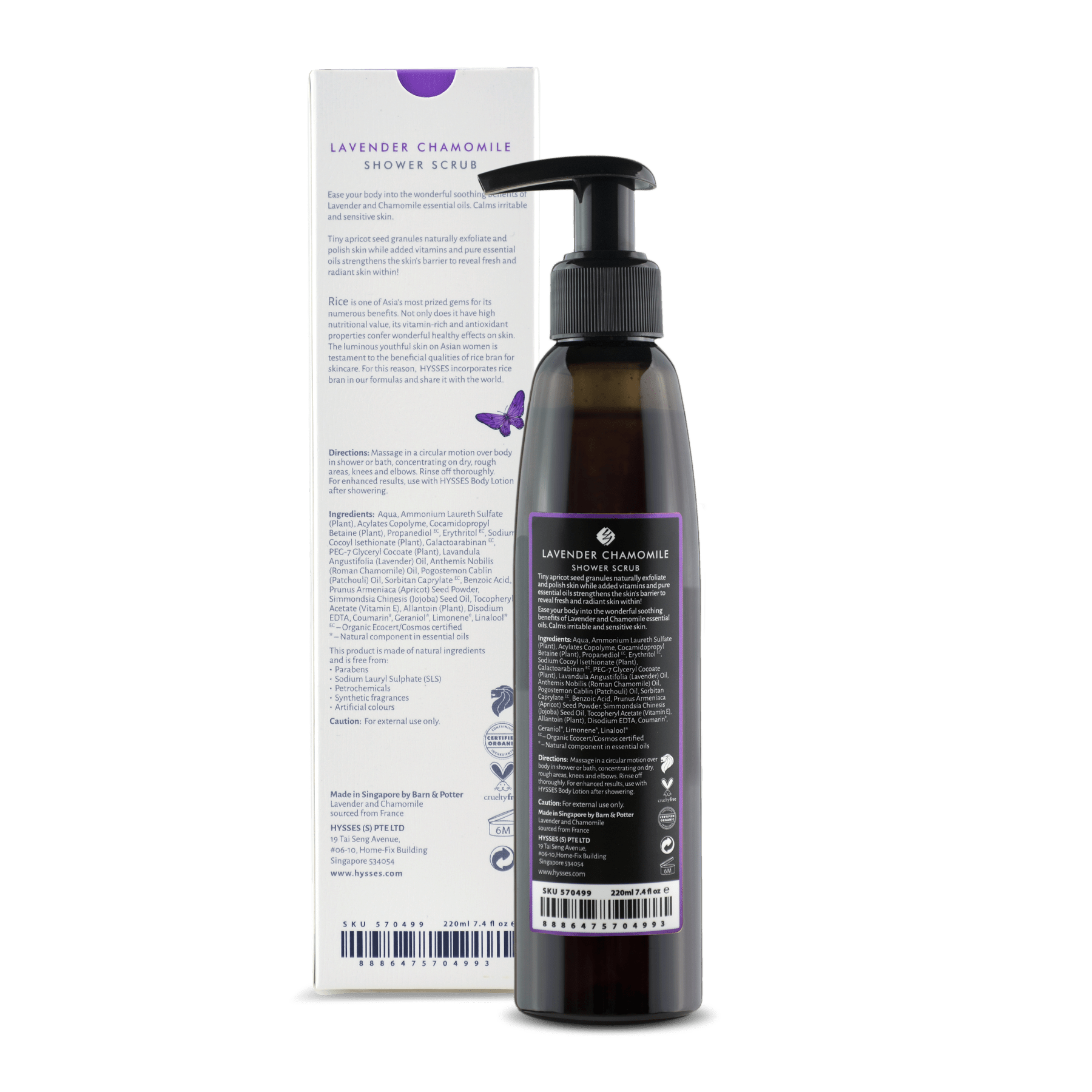 Hysses Singapore Body 220ml Shower Scrub Lavender Chamomile