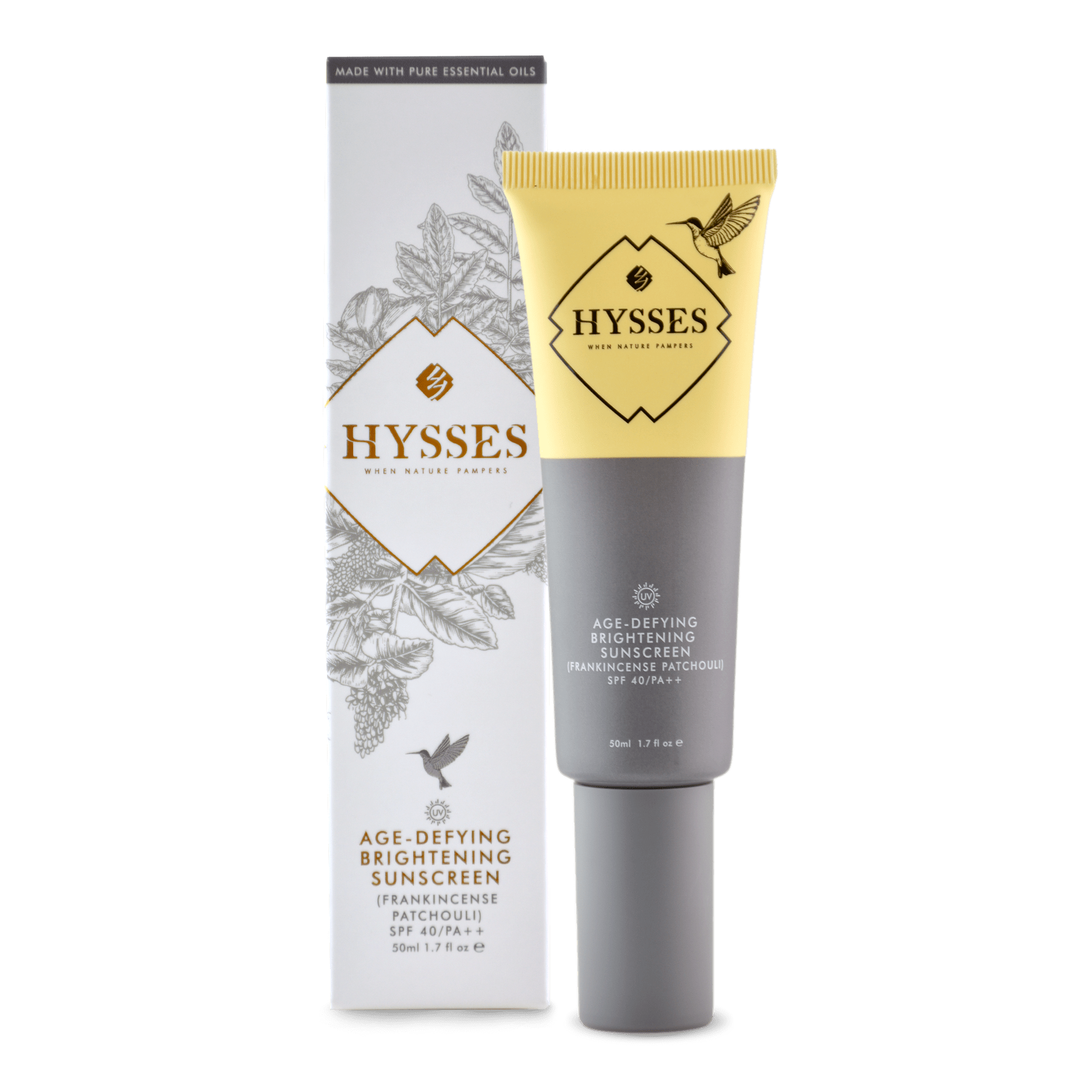 Hysses Singapore Face Care Age Defying Brightening Sunscreen Frankincense Patchouli SPF 40 / PA++ R