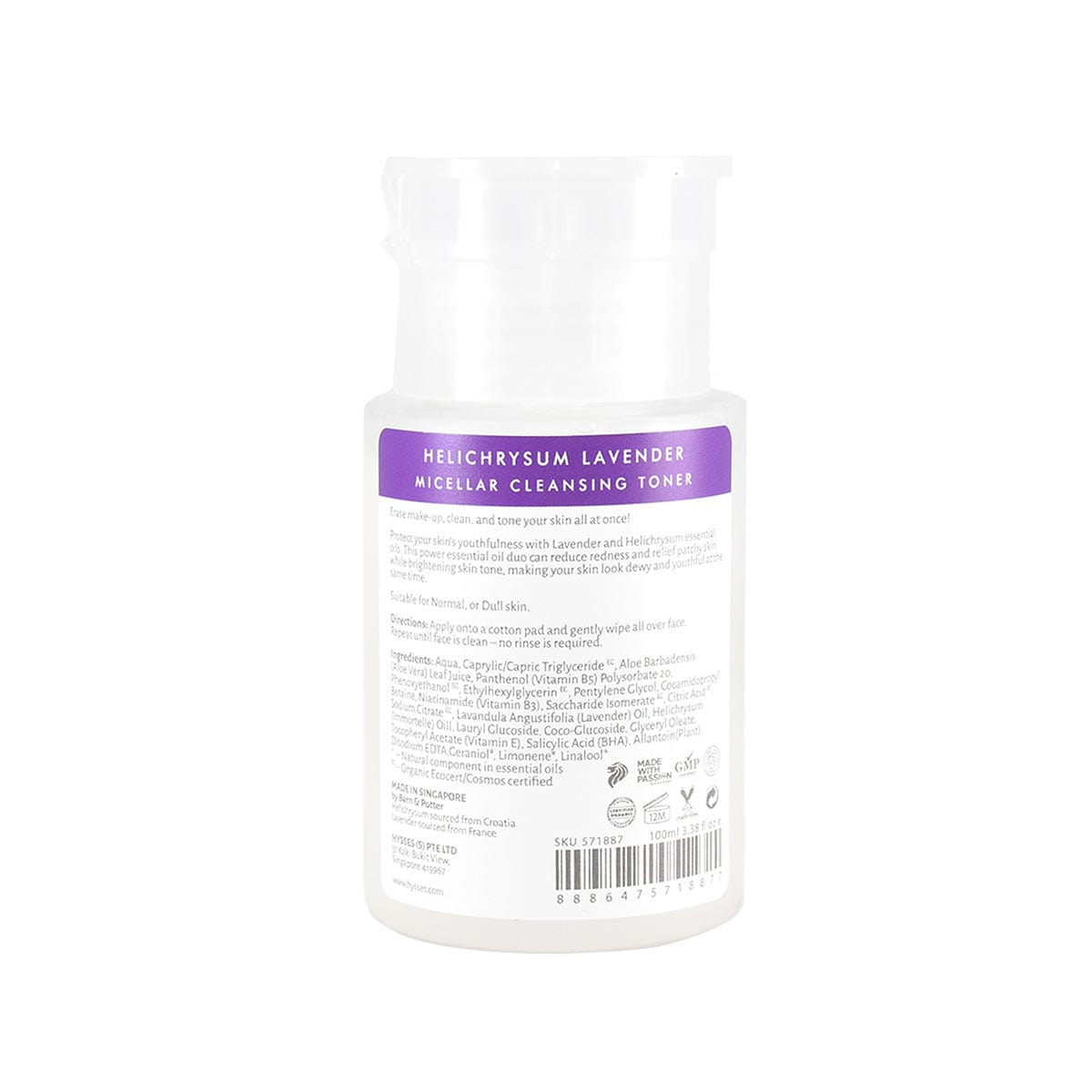Hysses Singapore Face Care Facial Miniature, Micellar Cleansing Toner Helichrysum Lavender R
