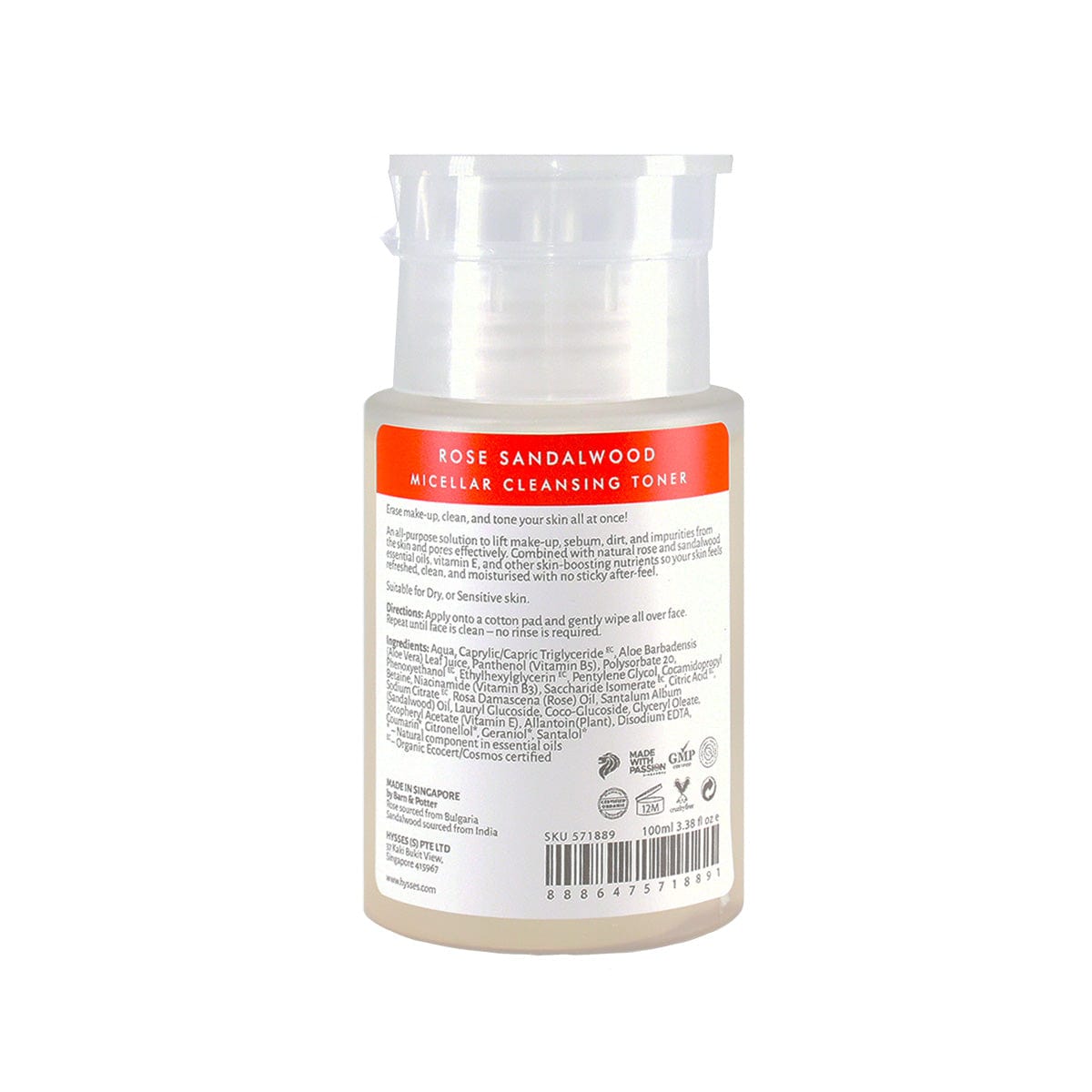 Hysses Singapore Face Care Facial Miniature, Micellar Cleansing Toner Rose Sandalwood R