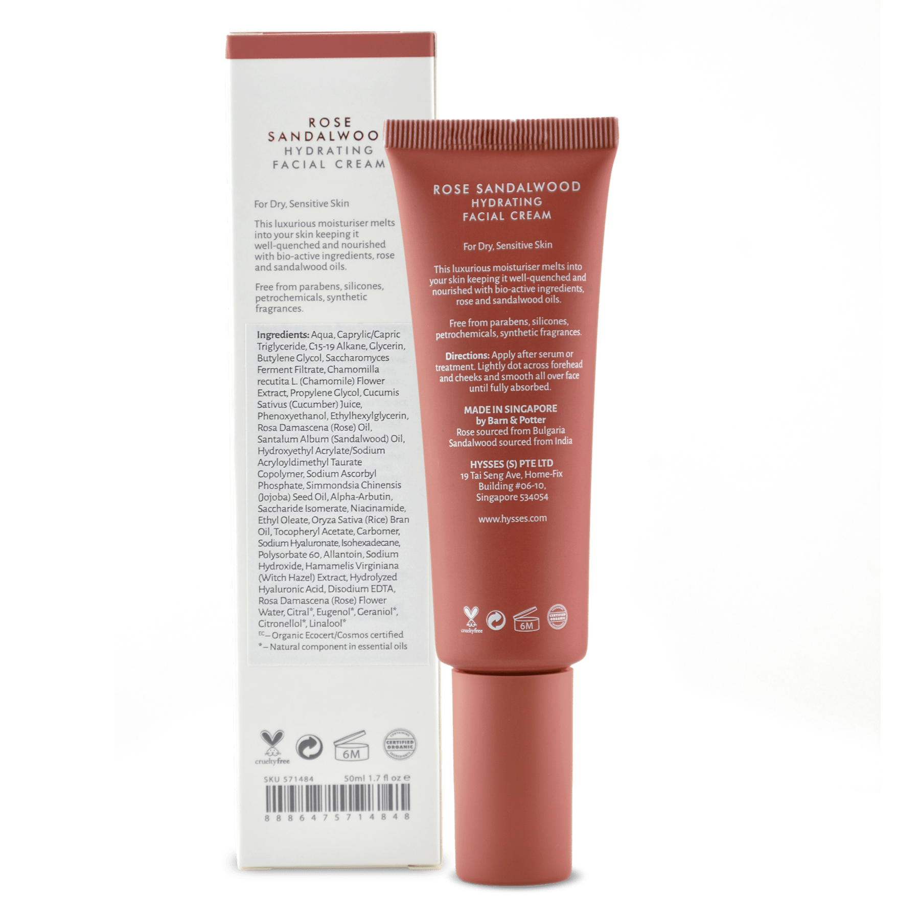 Hysses Singapore Face Care Hydrating Facial Cream Rose Sandalwood R