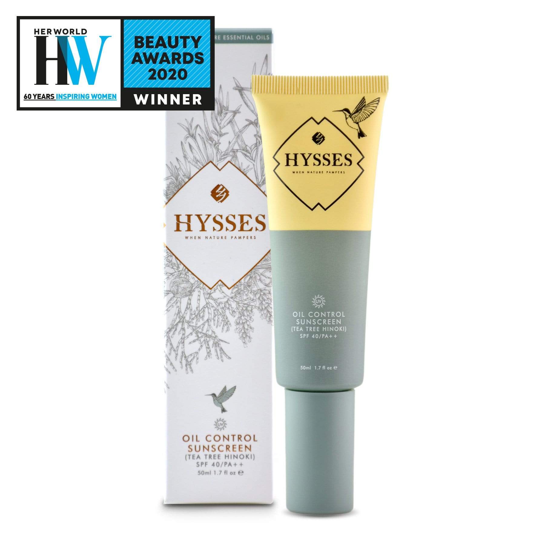 Hysses Singapore Face Care Oil Control Sunscreen Tea Tree Hinoki SPF 40 / PA++ R