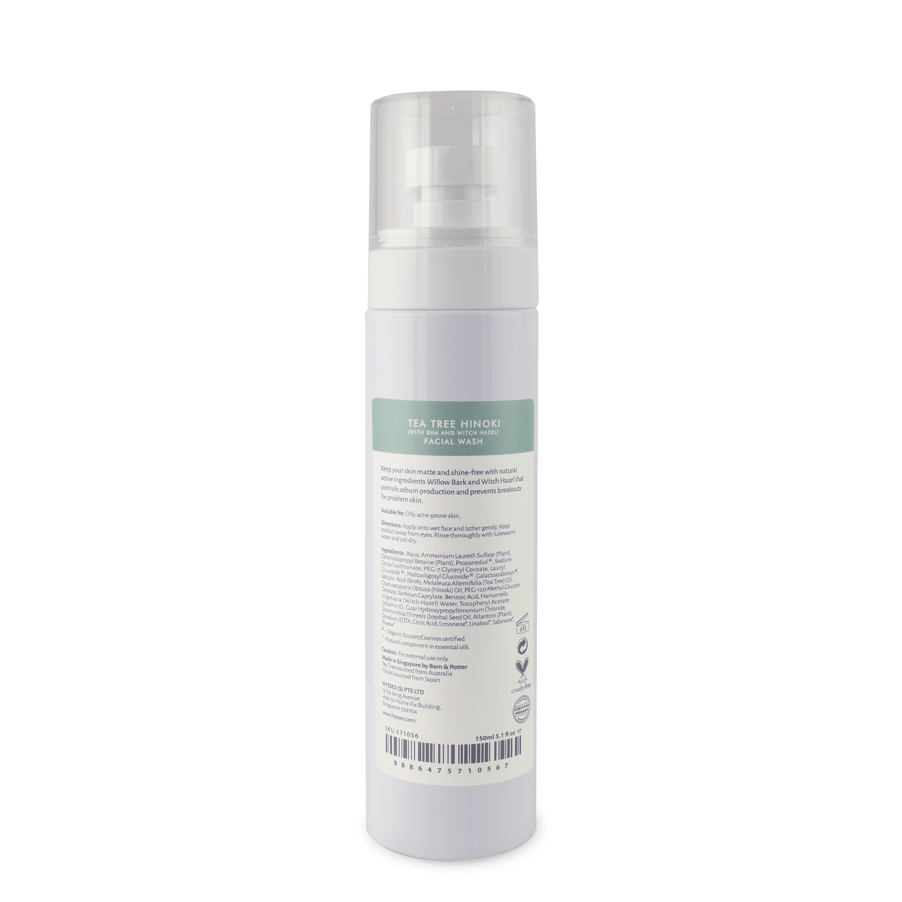 Hysses Singapore Face Facial Wash Tea Tree Hinoki