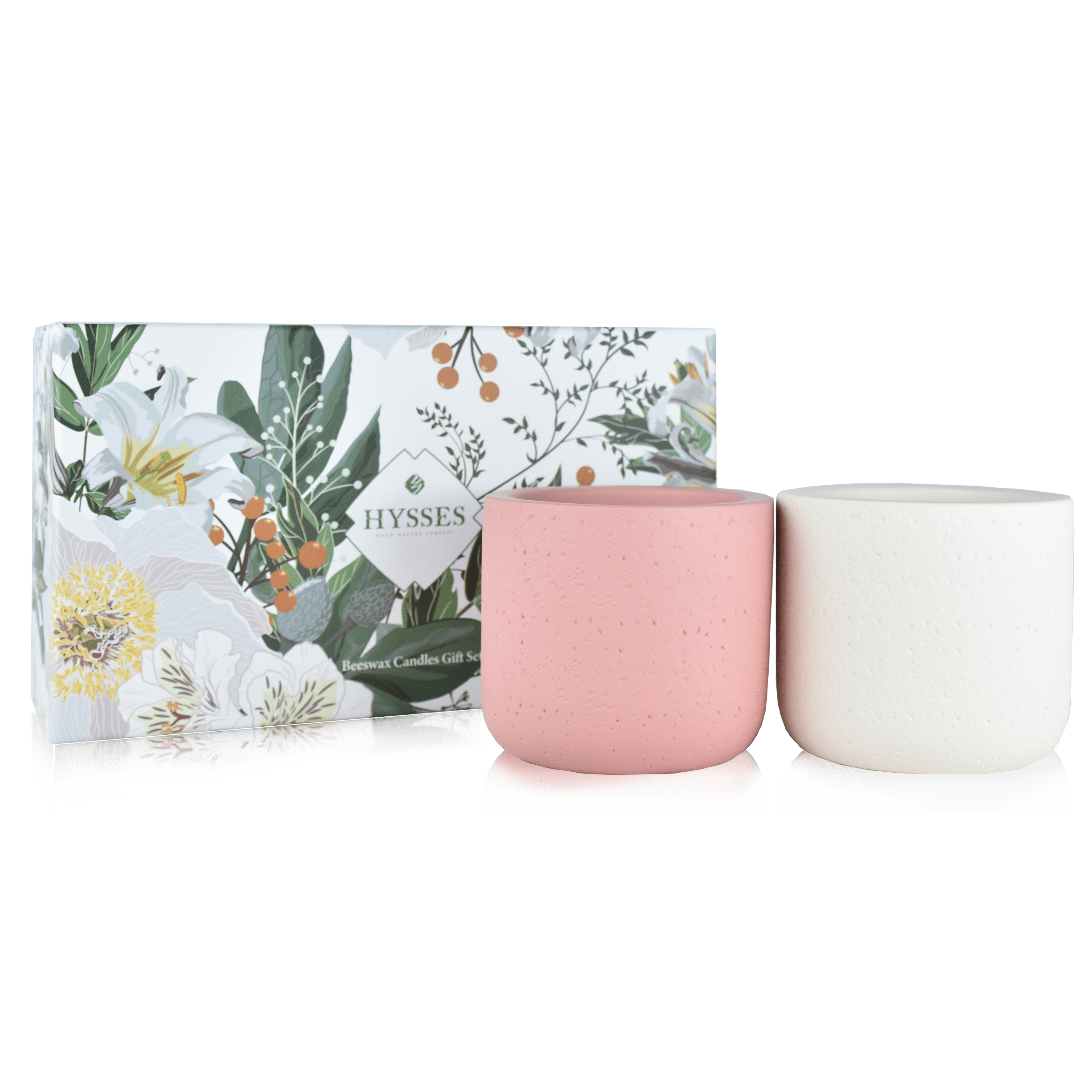 Hysses Singapore Gifts Gift Set Of 2 Beeswax Candles, & Rose Geranium, 150g Lavender