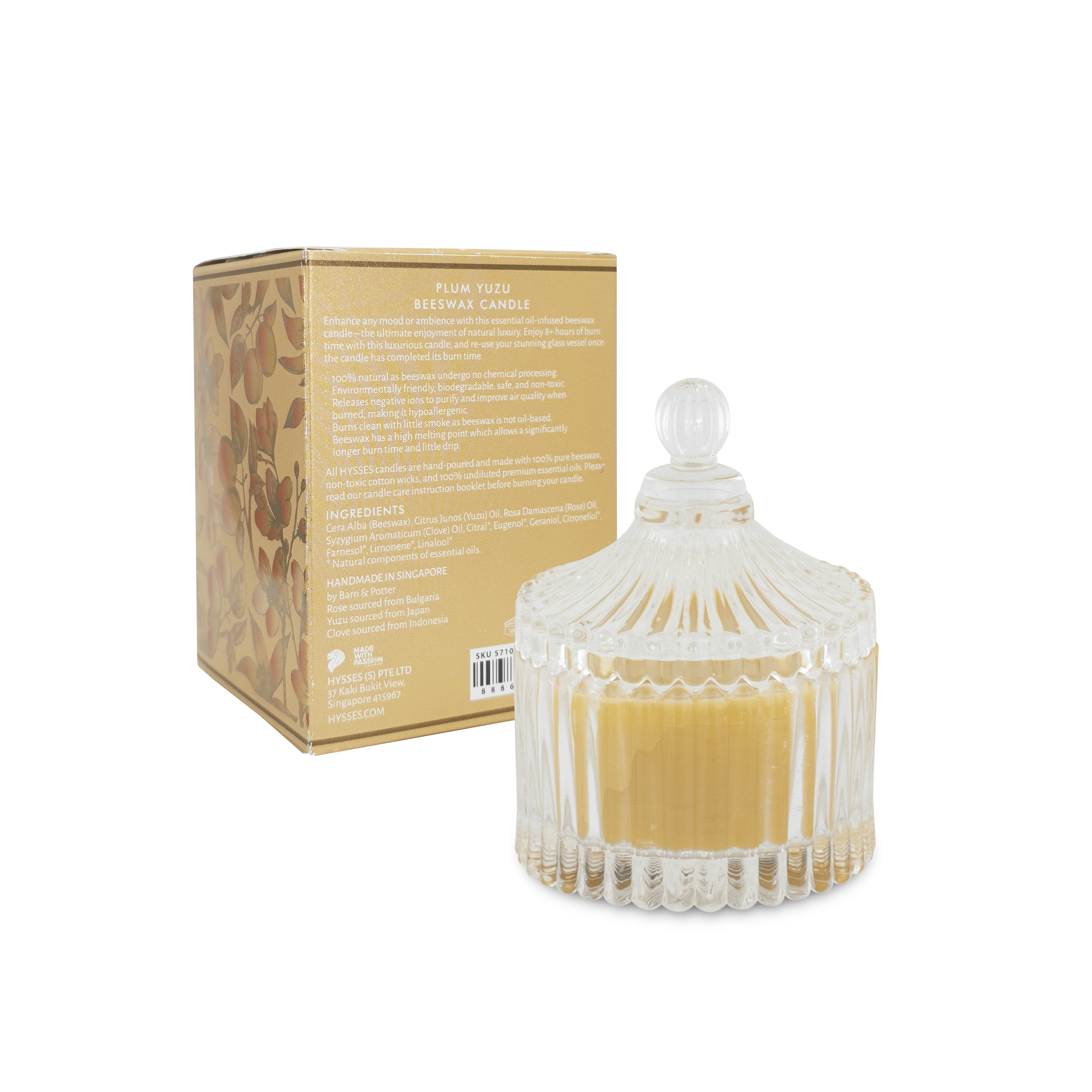 Hysses Singapore Home & Scent Beeswax Candle Plum Yuzu