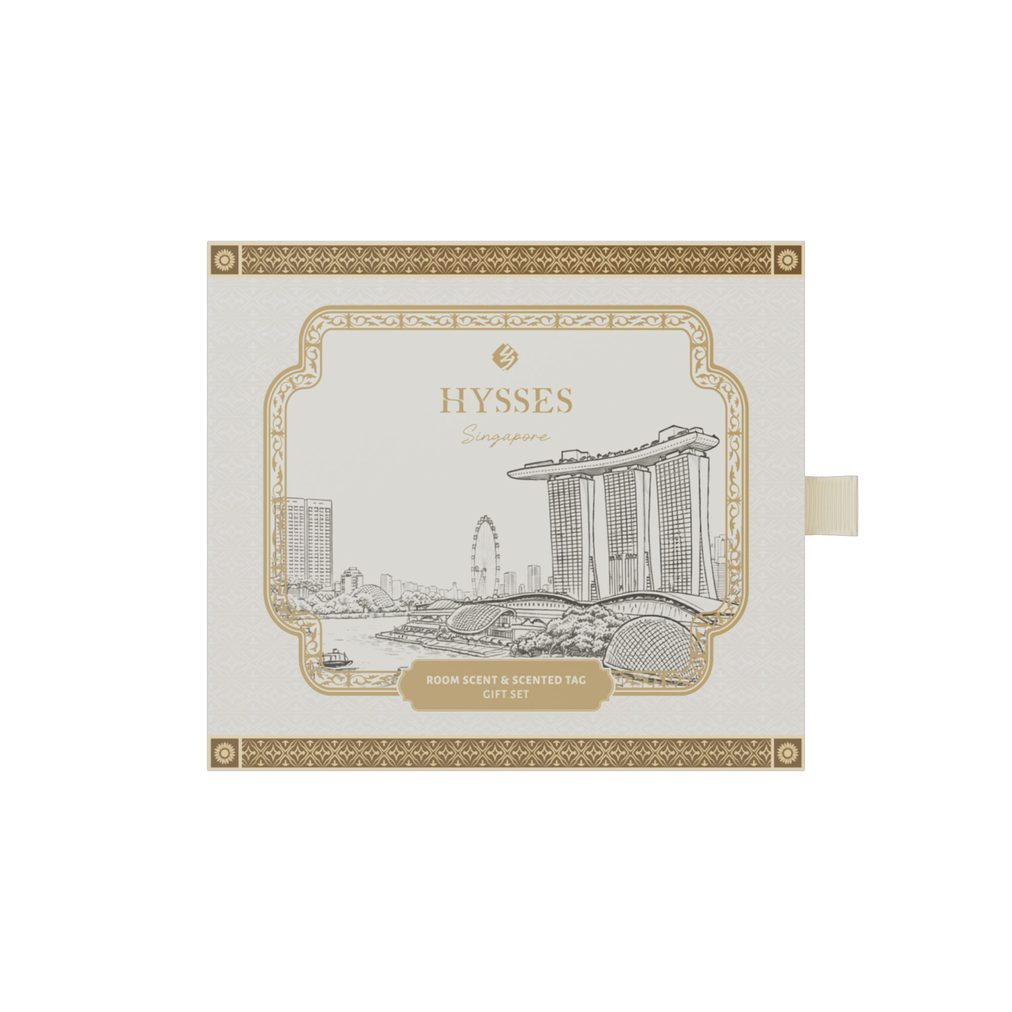 Hysses Singapore Home & Scent Gift Set of 2, Singa Mercat Scented Tag & Room Scent, Pandanus Lily