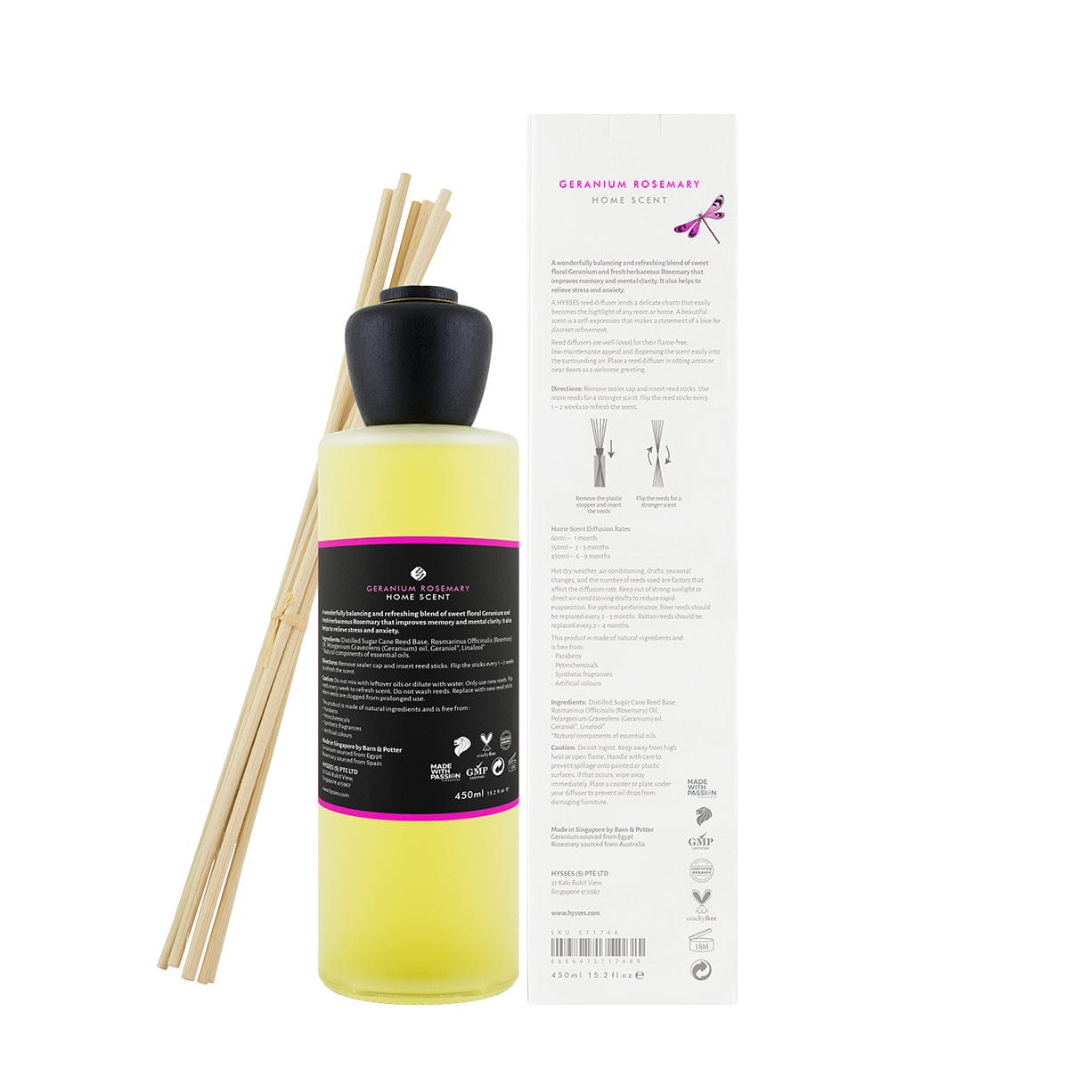 Hysses Singapore Home & Scent Home Scent Reed Diffuser Geranium Rosemary
