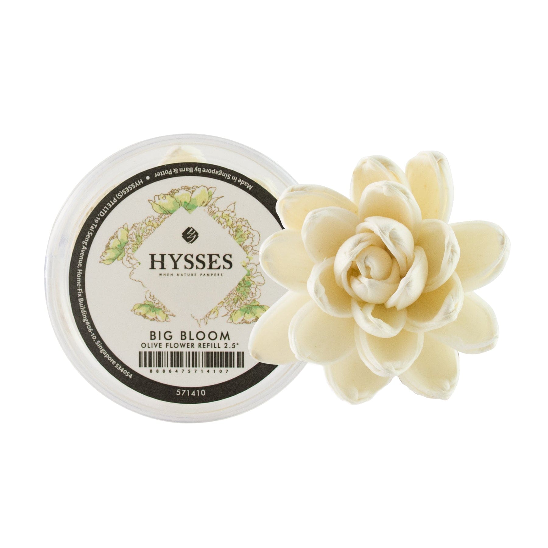 Hysses Singapore Home & Scent 2.5" Solar Flower Diffuser Refill - Olive Big Bloom