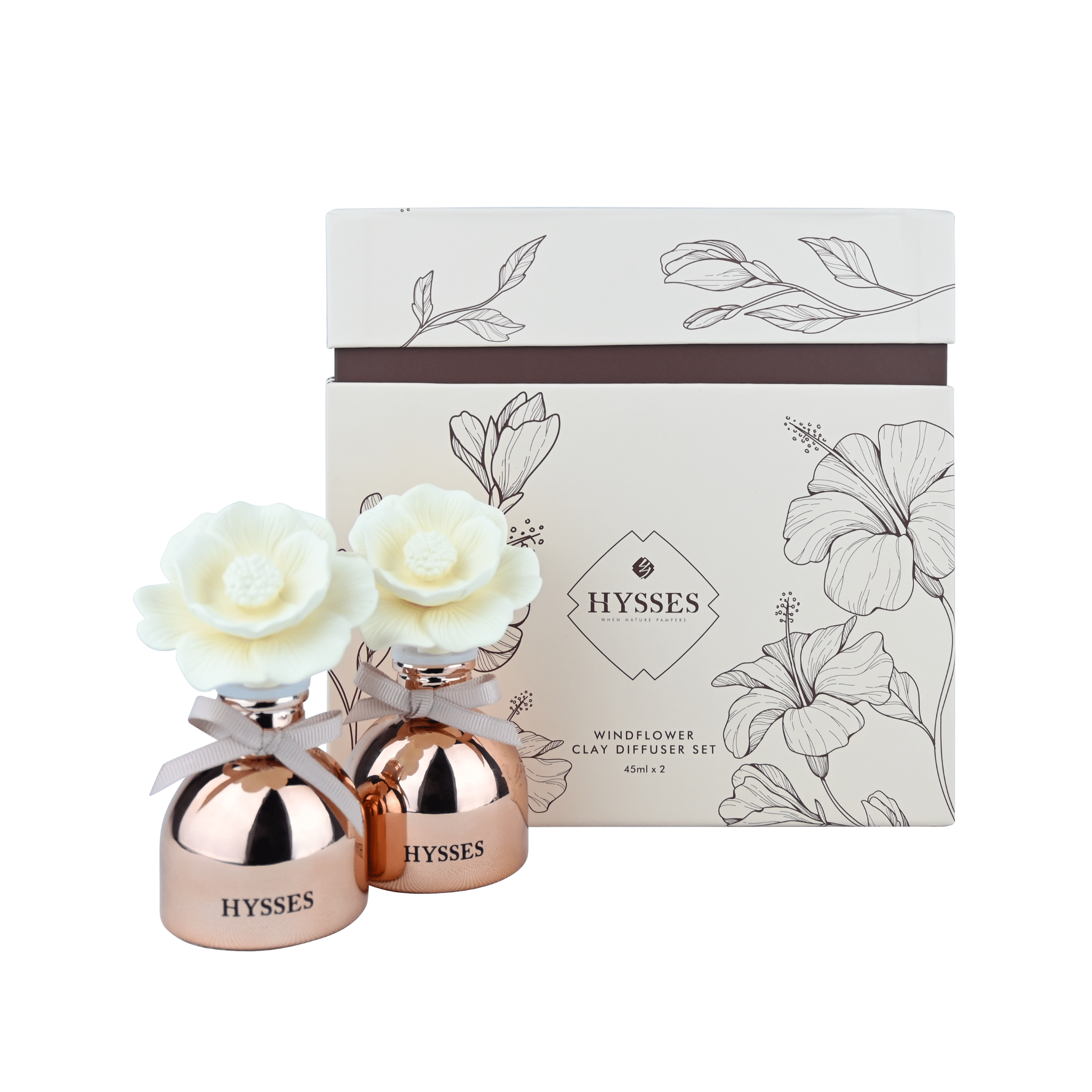 Hysses Singapore Home & Scent Windflower Clay Diffuser Set of 2 – Geranium & Orchid