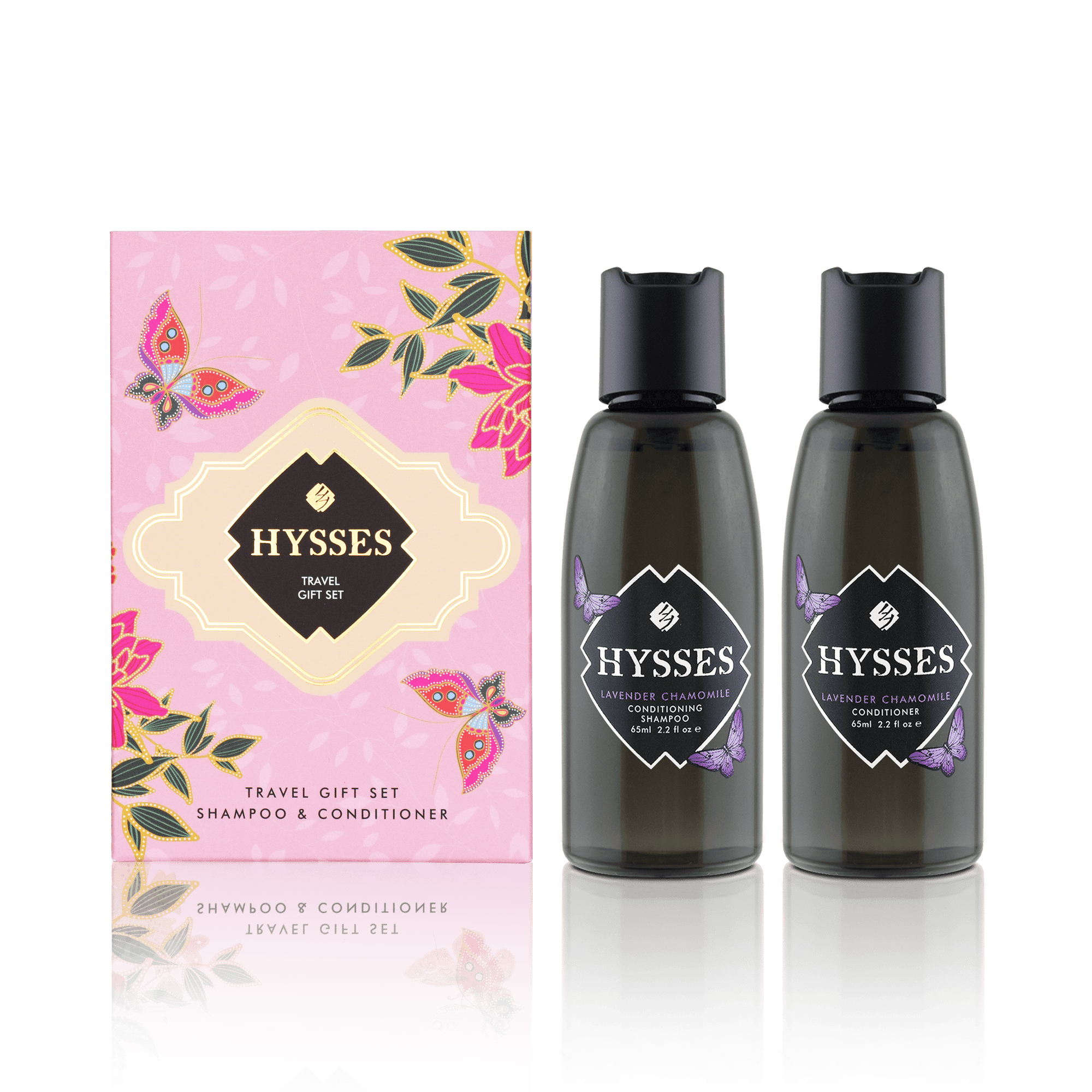 Hysses Hair Care Travel Gift Set (Shampoo & Conditioner) Lavender Chamomile, 65ml