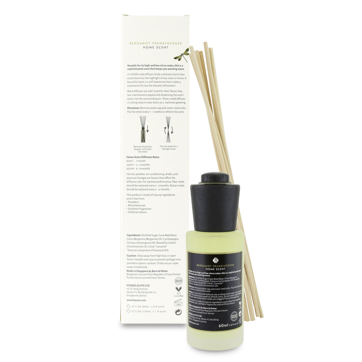 Hysses Home Scents Home Scent Reed Diffuser Bergamot Frankincense
