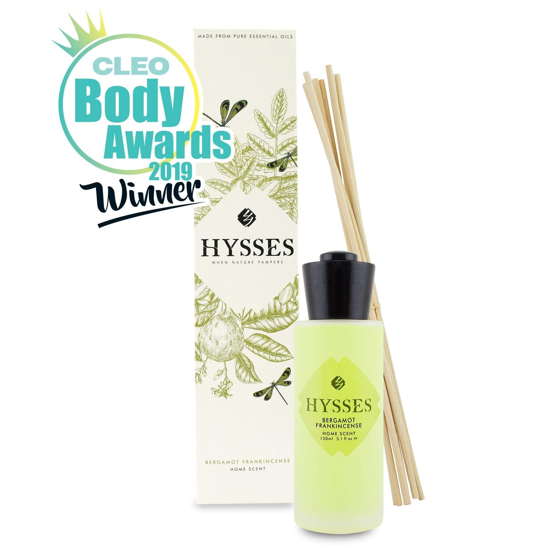 Hysses Home Scents 60ml Home Scent Reed Diffuser Bergamot Frankincense