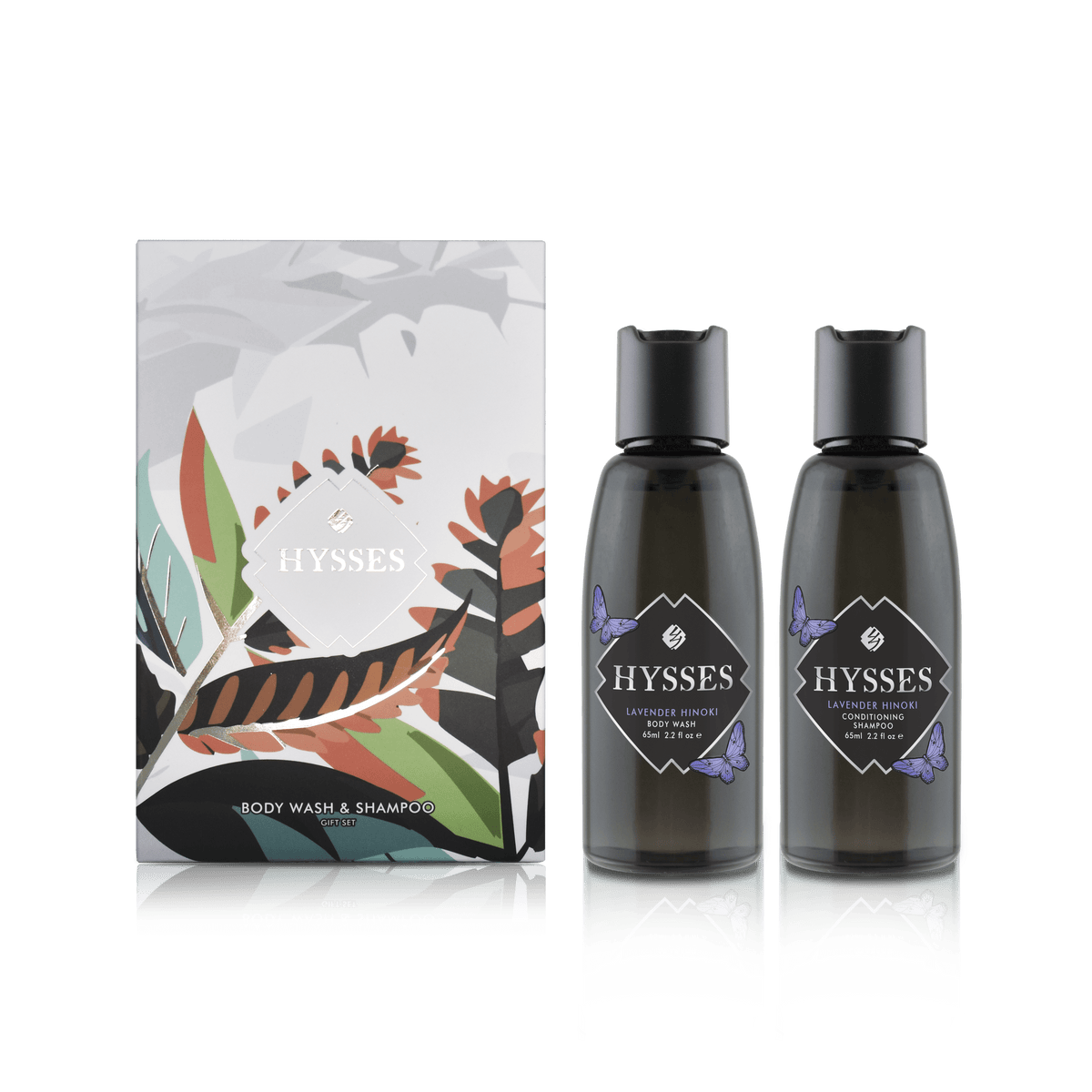 Hysses Body Care Gift Set Of 2, Body Wash &amp; Shampoo Lavender Hinoki, 65ml