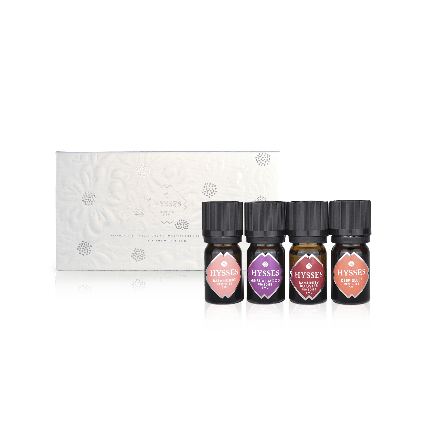 Hysses Body Care Gift Set Of 4 Essential Oils Set, 5ml - Balancing (Py), Sensual Mood (Pj), Immunity Booster (Bg), Deep Sleep (Vs)