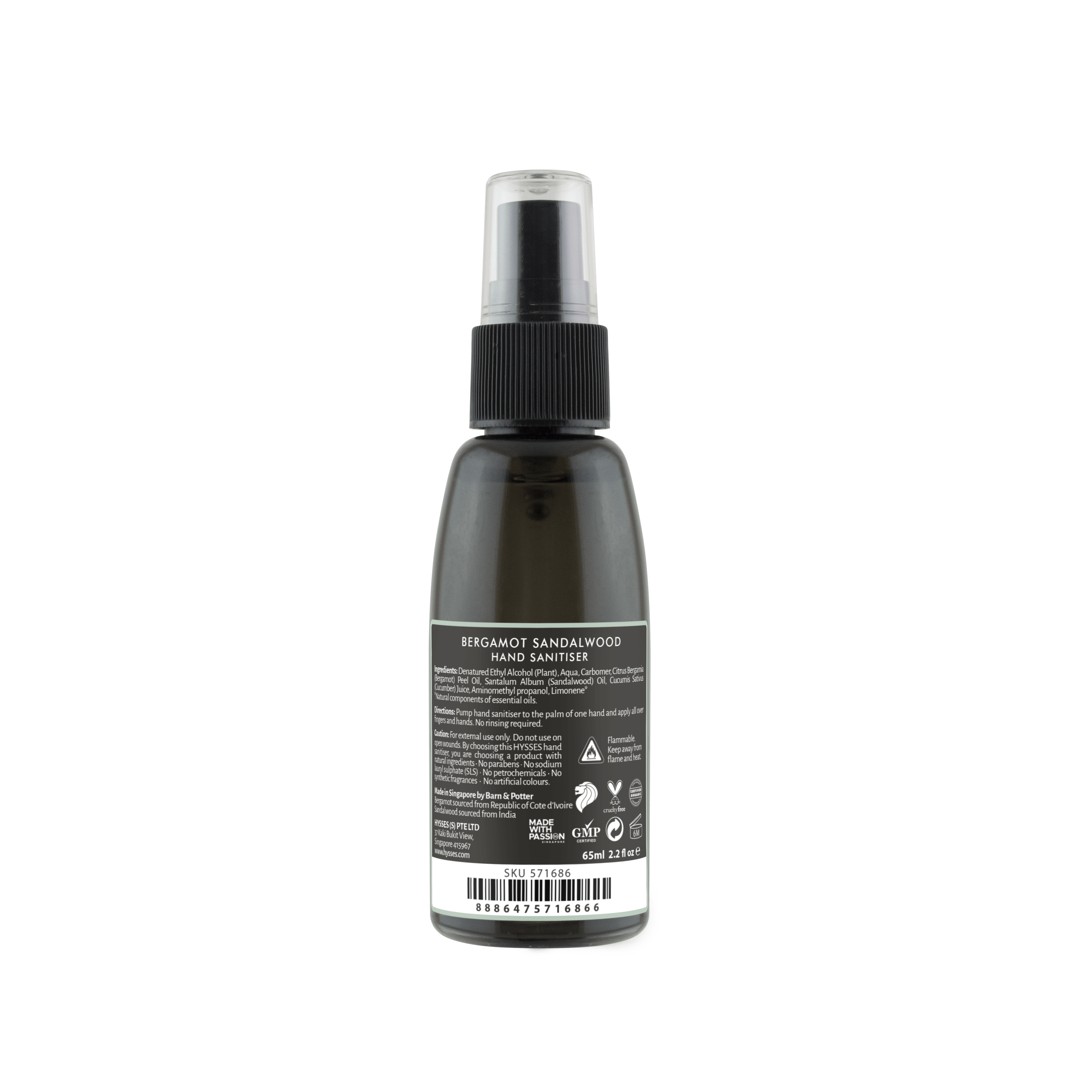 Hysses Singapore Body Care Hand Sanitiser Bergamot Sandalwood R