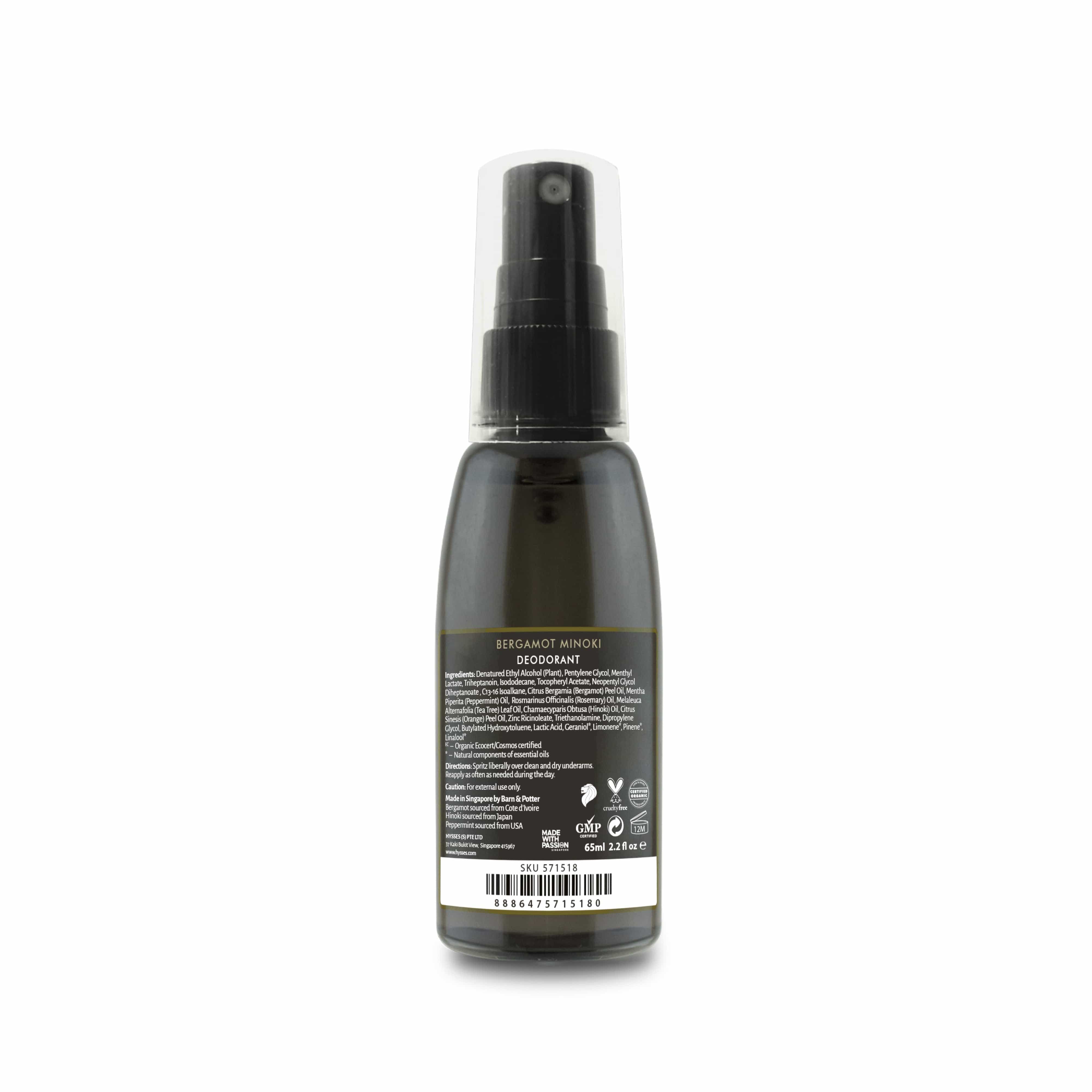 Hysses Singapore Body Care Natural Antiseptic Deodorant Bergamot Minoki R