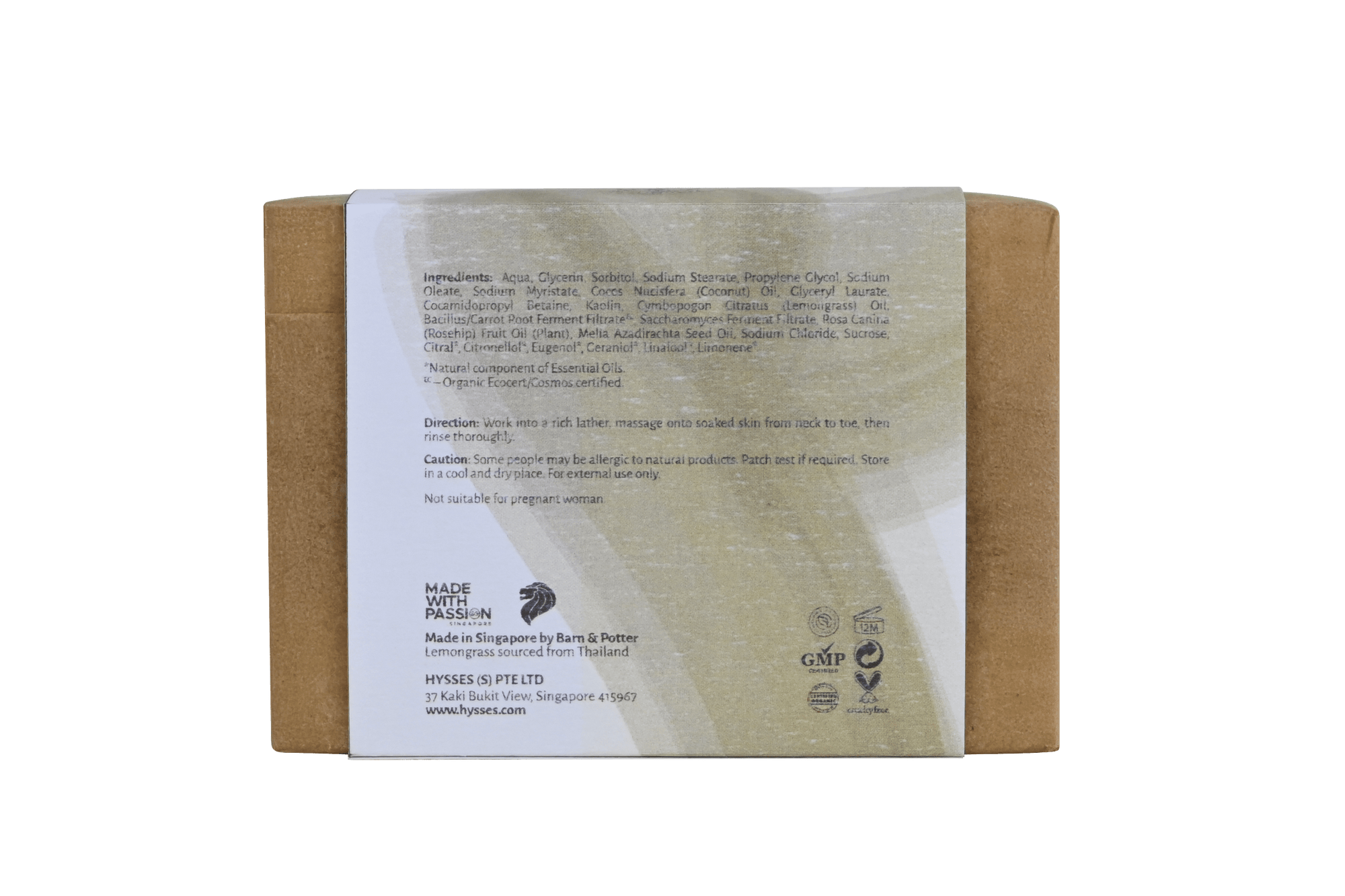 Hysses Body Care Probiotics Handmade Soap, Lemongrass (Wax Paper Wrapped)