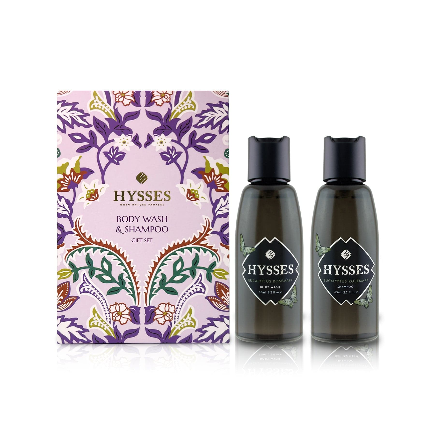 Hysses Body Care Eucalyptus Rosemary Travel Gift Set (Body Wash & Shampoo) Eucalyptus Rosemary