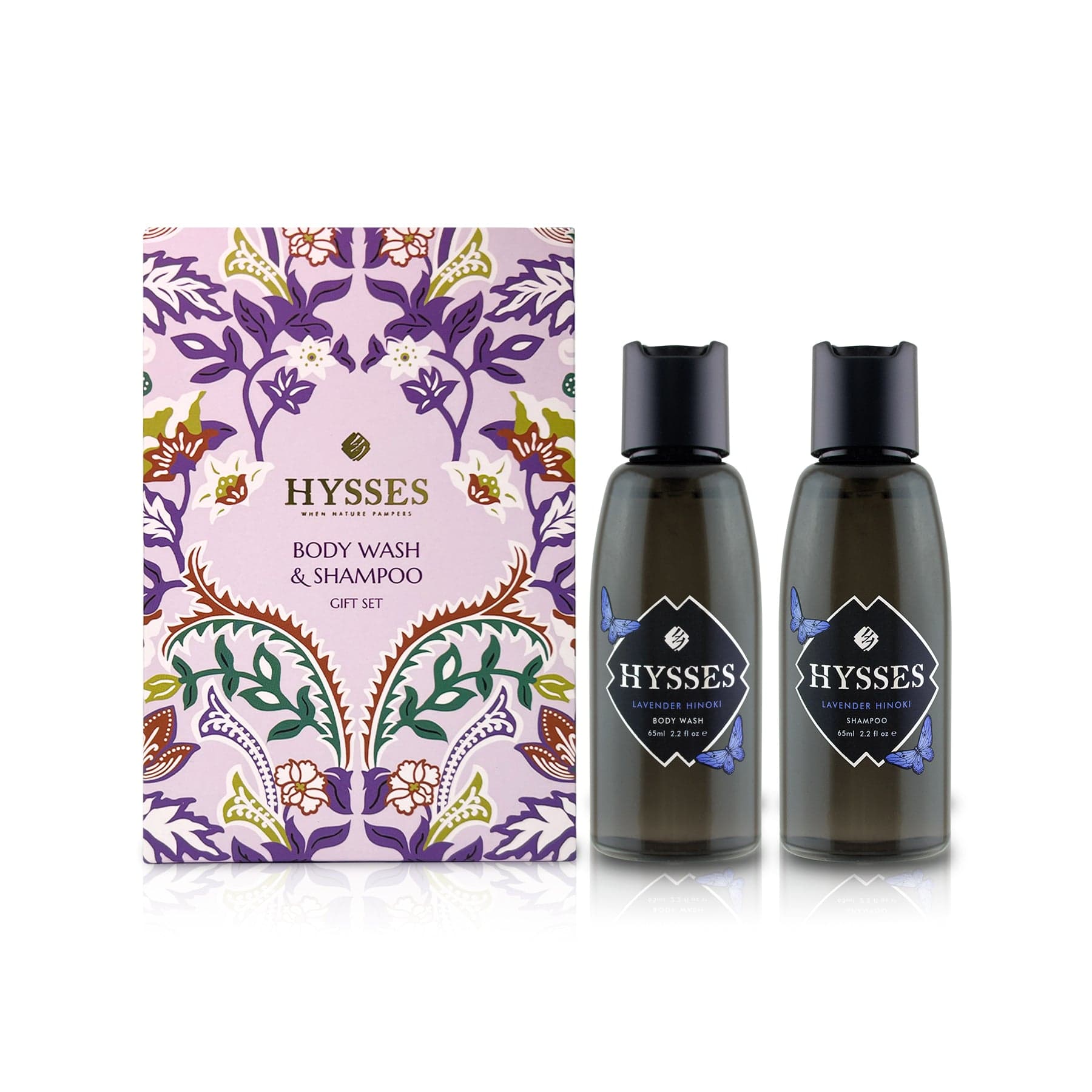 Hysses Body Care Lavender Hinoki Travel Gift Set (Body Wash & Shampoo)