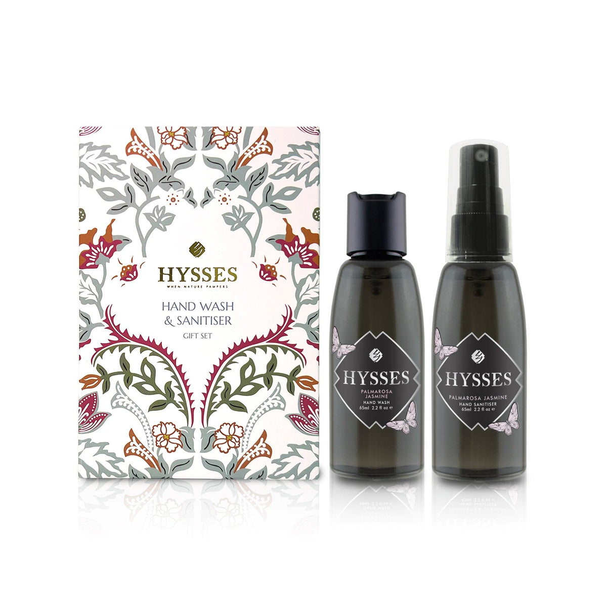 Hysses Body Care Palmarosa Jasmine Travel Gift Set (Hand Wash &amp; Hand Sanitiser)