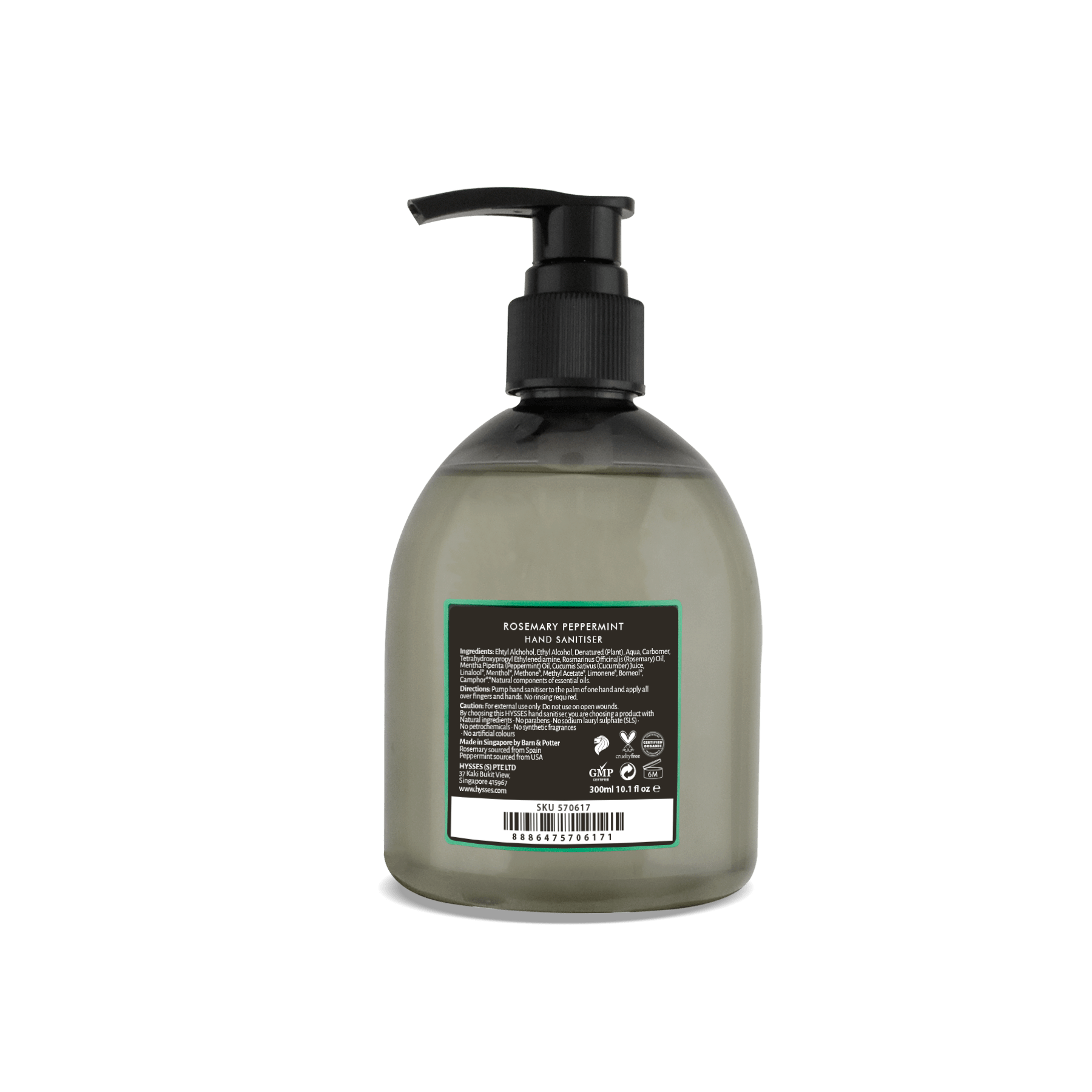 Hysses Singapore Body Hand Sanitiser Rosemary Peppermint