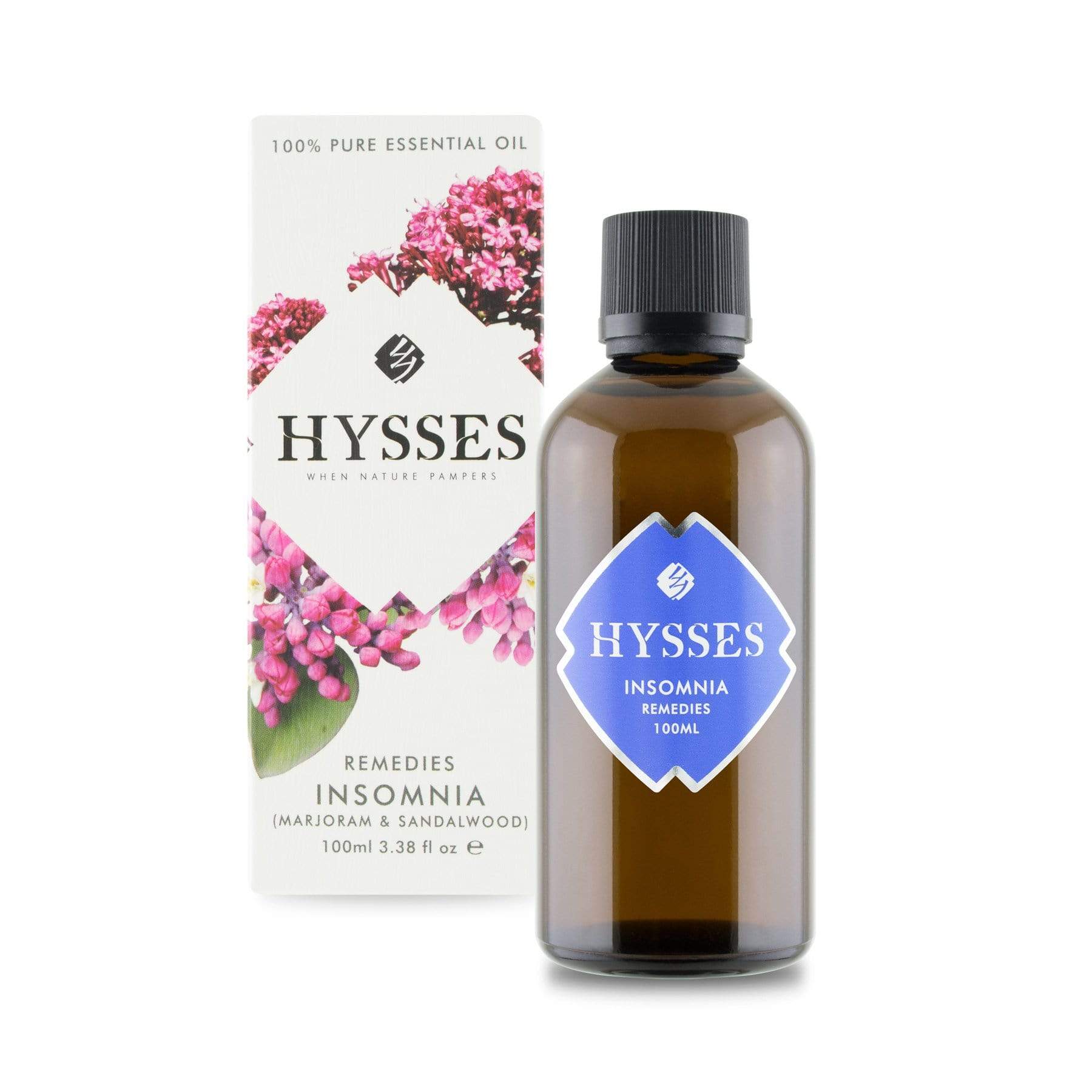 Hysses Essential Oil 100ml Remedies, Insomnia (Marjoram & Sandalwood)