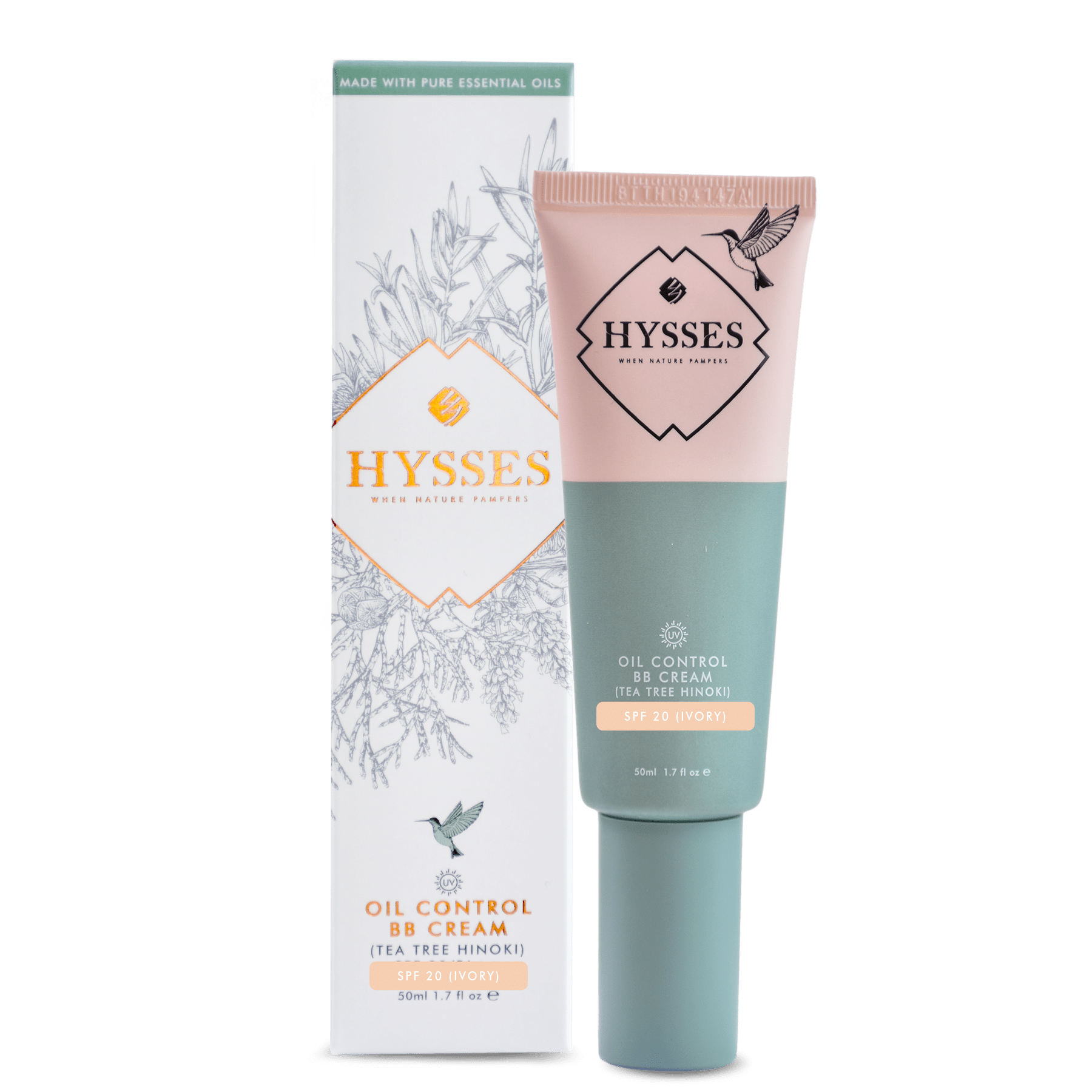 Hysses Face Care Ivory Oil Control BB Cream Tea Tree Hinoki SPF20, Ivory