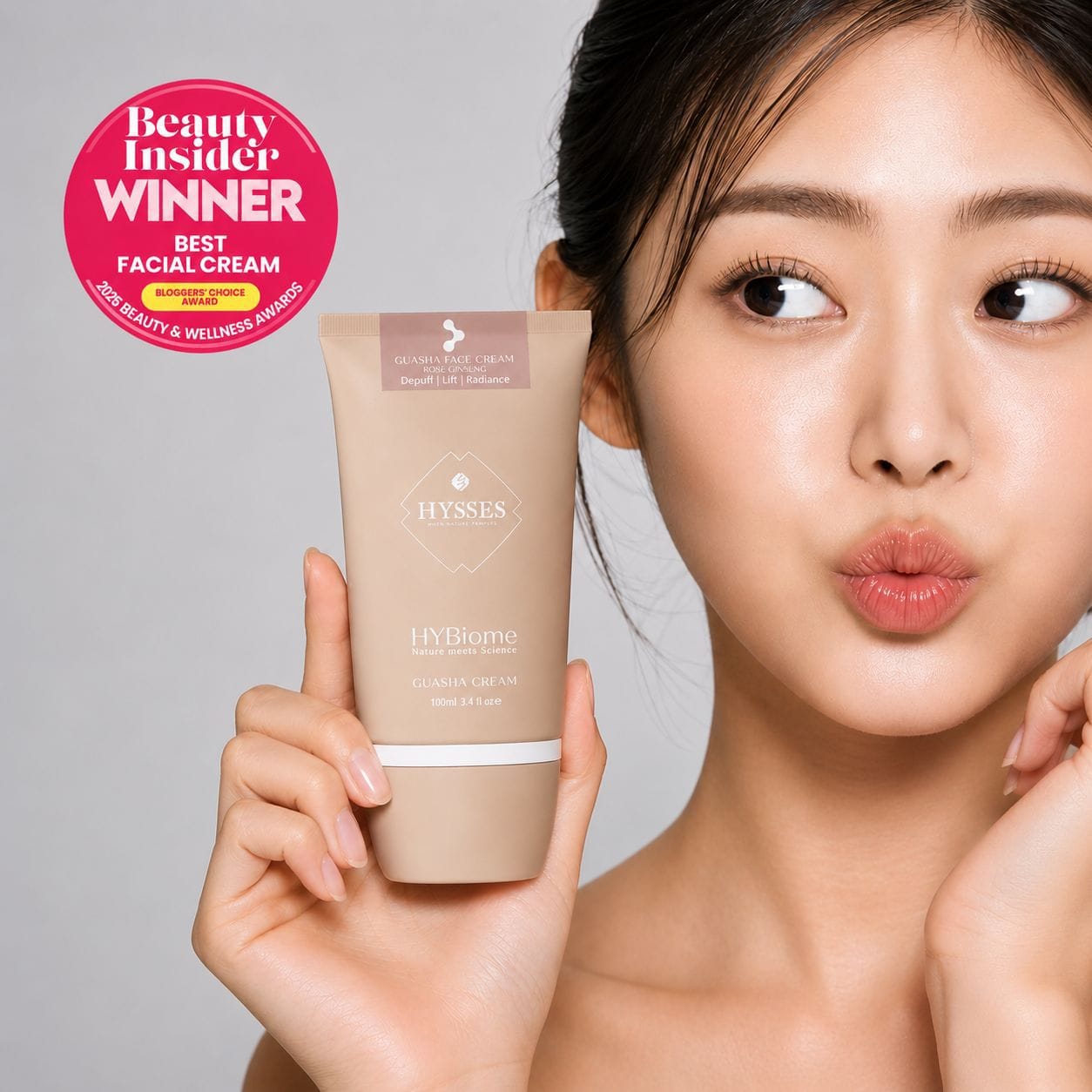 Hysses Singapore Face HYBiome Guasha Face Cream, Rose Ginseng