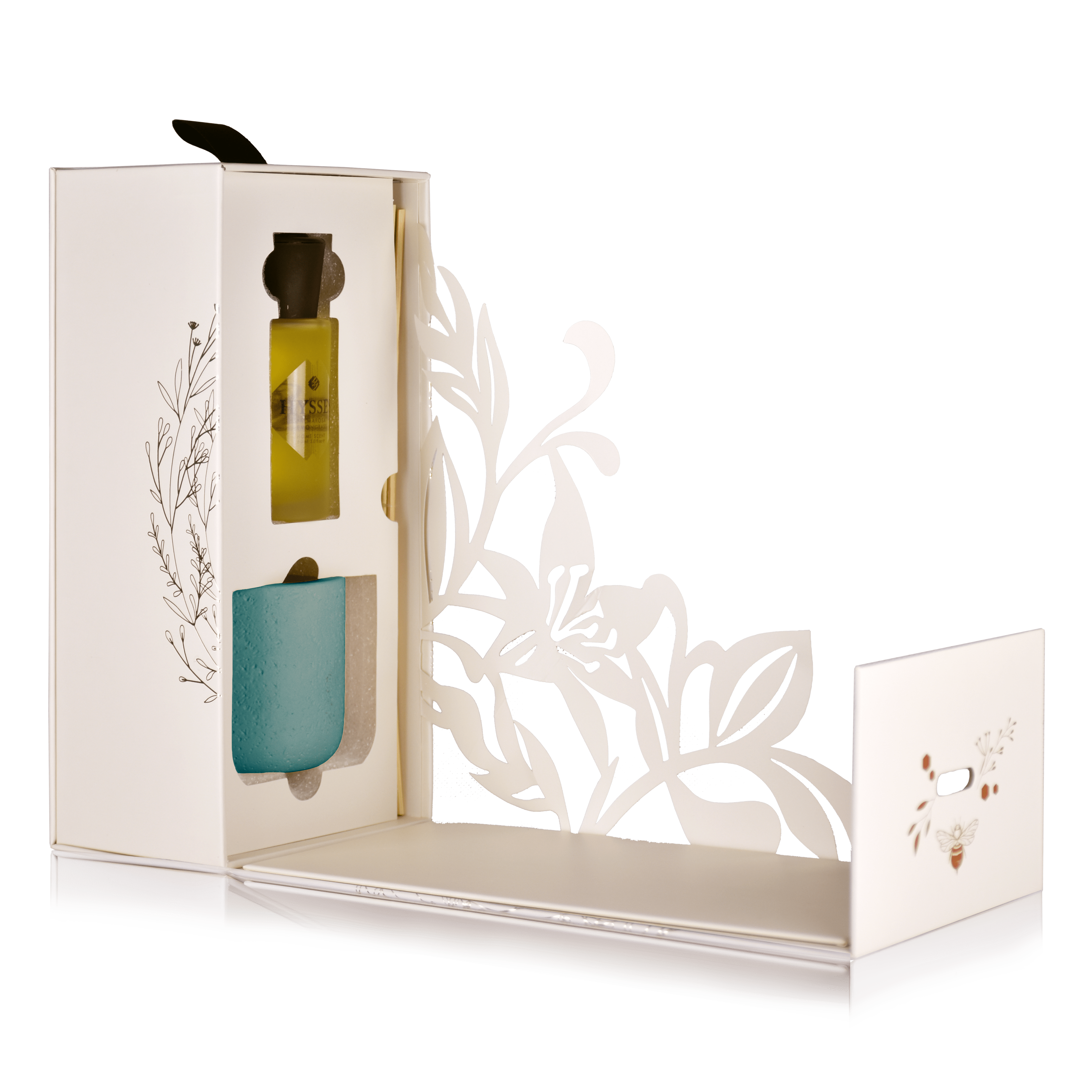 Hysses Singapore Gifts Gift Set Of 2 Home Scent & Beeswax Candle Lemongrass, 60ml/150g