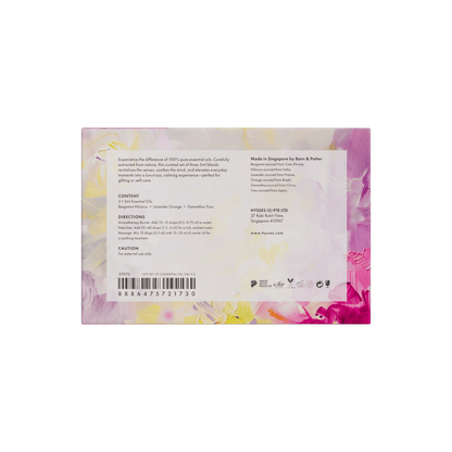 Hysses Singapore Gifts Gift Set of 3 Essential Oils, 5ml (Lavender Orange, Osmanthus Yuzu & Bergamot Hibiscus)