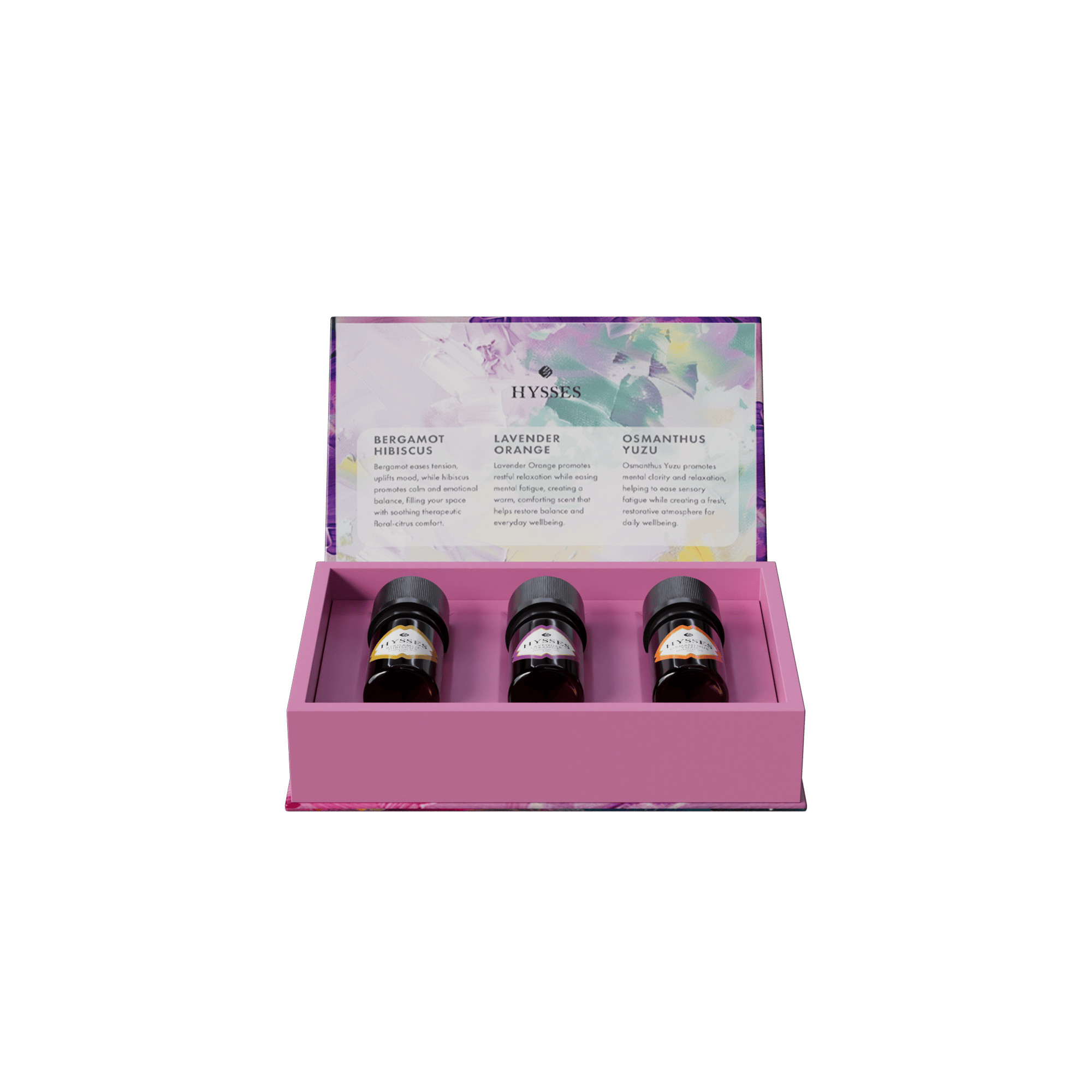 Hysses Singapore Gifts Gift Set of 3 Essential Oils, 5ml (Lavender Orange, Osmanthus Yuzu & Bergamot Hibiscus)