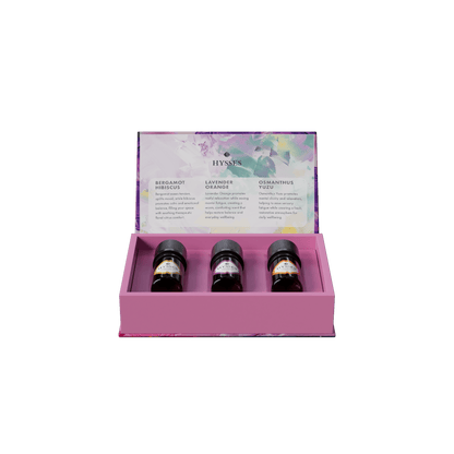 Hysses Singapore Gifts Gift Set of 3 Essential Oils, 5ml (Lavender Orange, Osmanthus Yuzu & Bergamot Hibiscus)