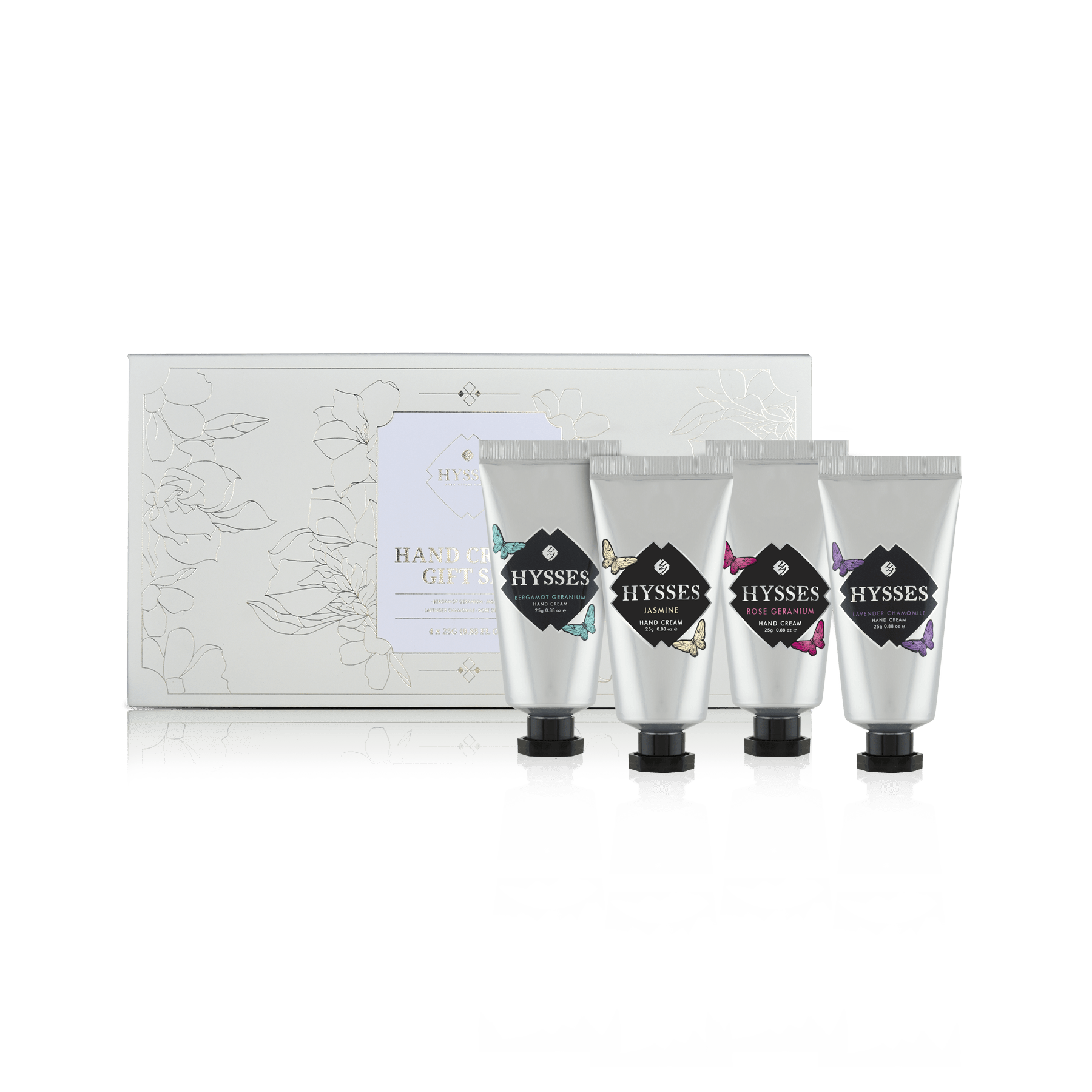 Hysses Singapore Gifts Gift Set Of 4 Hand Cream, 25ml (Bergamot Geranium, Jasmine, Lavender Chamomile, Rose Geranium)