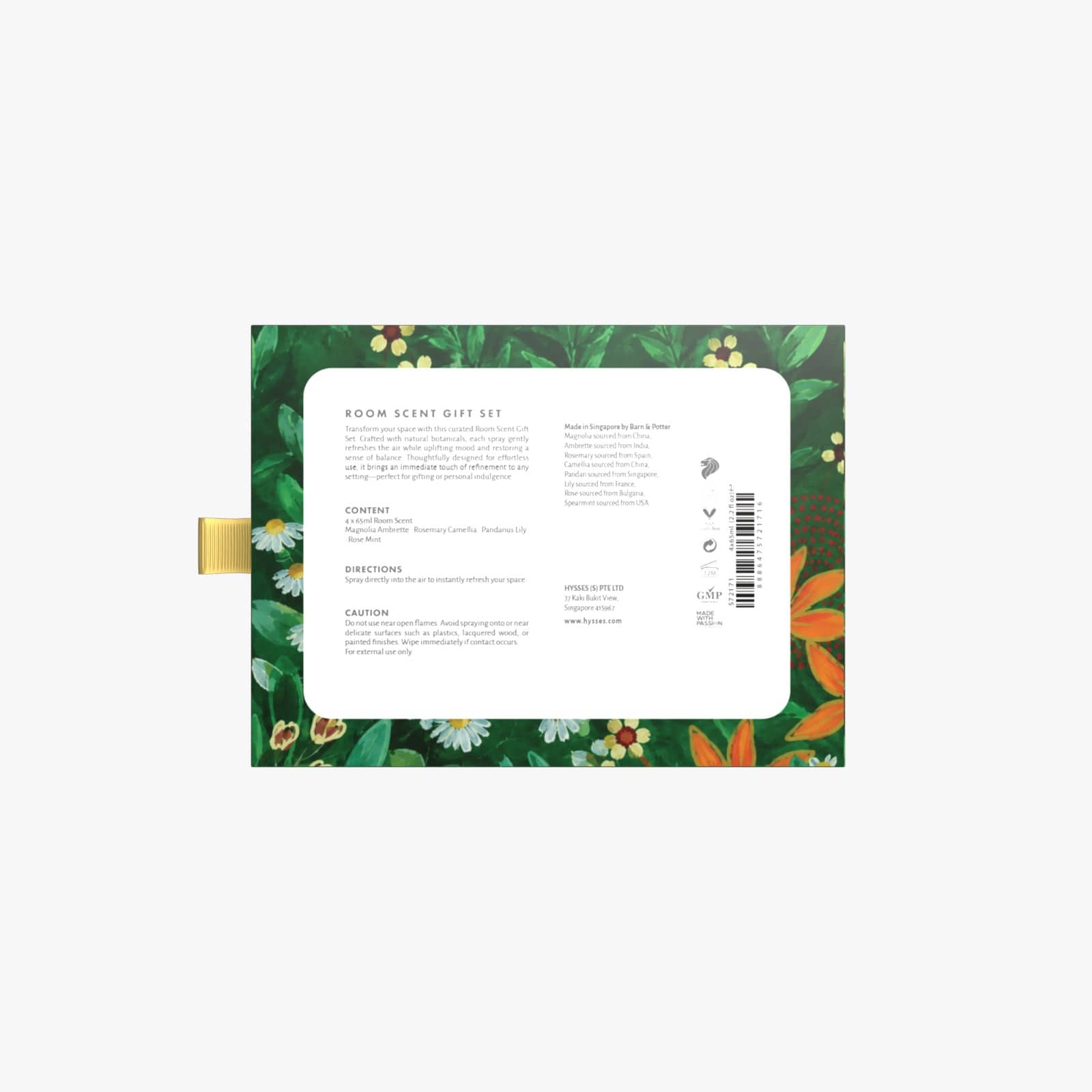 Hysses Gifts Gift Set Of 4 Room Scent, 65ml (Magnolia Ambrette · Rosemary Camellia · Pandanus Lily · Rose Mint)