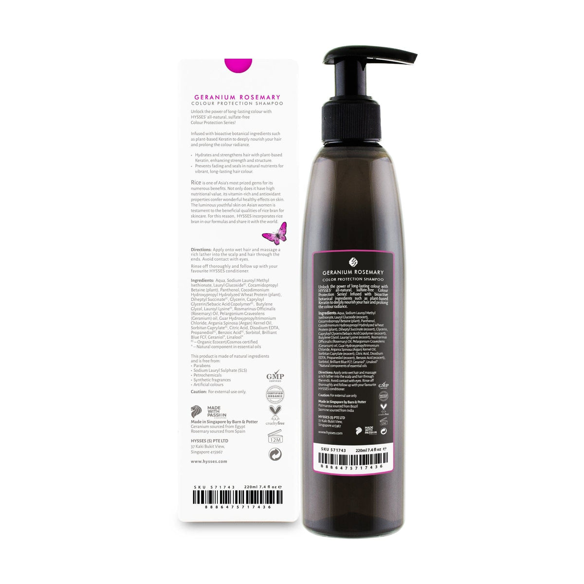 Hysses Hair Care Colour Protection Shampoo, Geranium Rosemary
