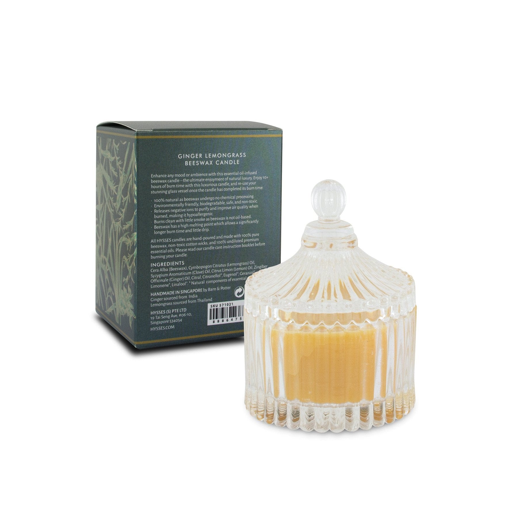 Hysses Singapore Home & Scent Beeswax Candle Ginger Lemongrass