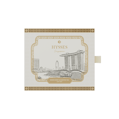 Hysses Singapore Home & Scent Gift Set of 2, Singa Mercat Scented Tag & Room Scent, Pandanus Lily