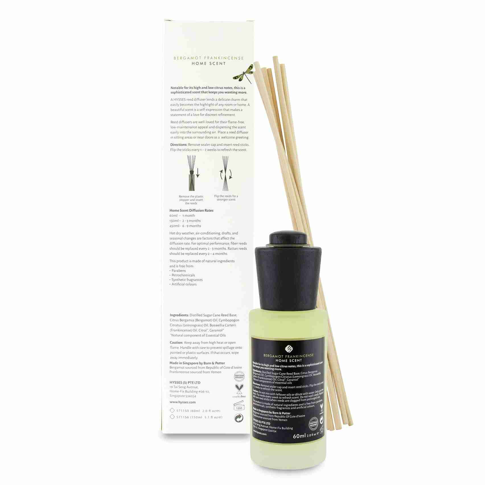 Hysses Singapore Home & Scent Home Scent Reed Diffuser Bergamot Frankincense
