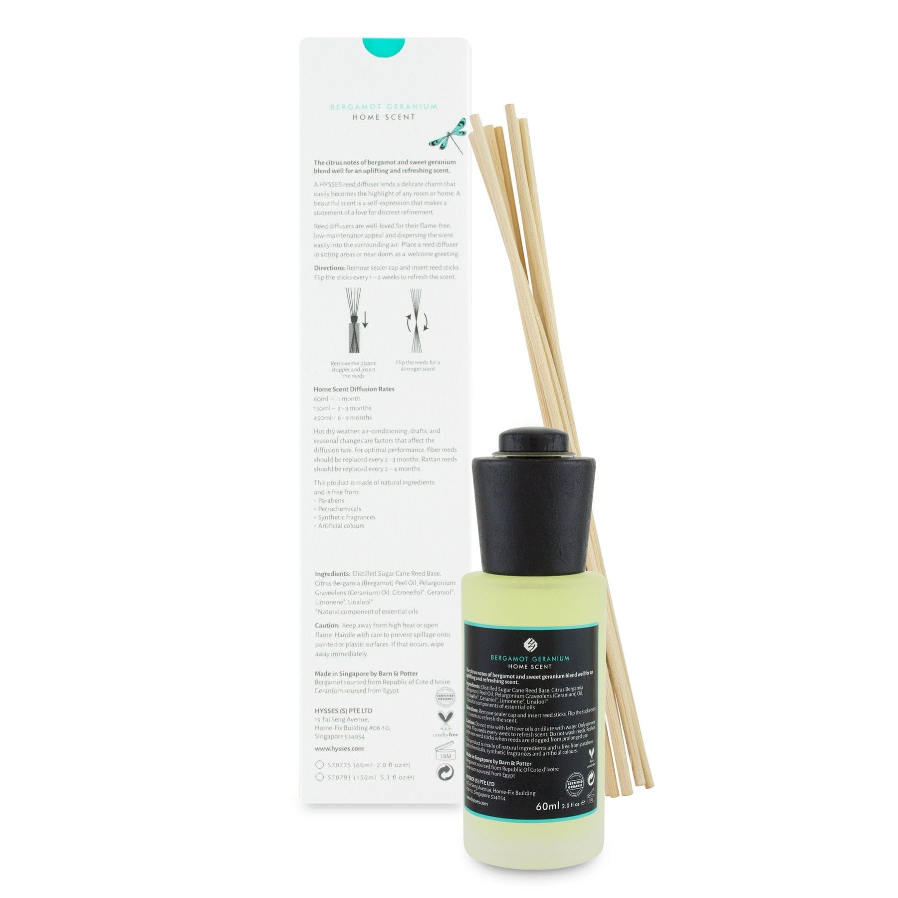Hysses Singapore Home & Scent Home Scent Reed Diffuser Bergamot Geranium