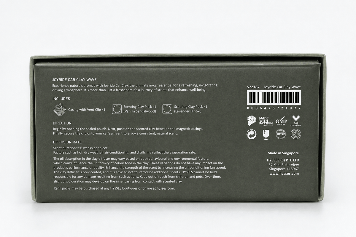 Hysses Singapore Home & Scent Joyride Car Clay, Wave (Lavender Hinoki & Vanilla Sandalwood)