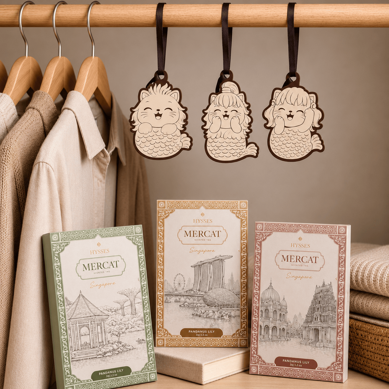 Hysses Singapore Home & Scent Mercat Scented Tag, Singa, Pandanus Lily