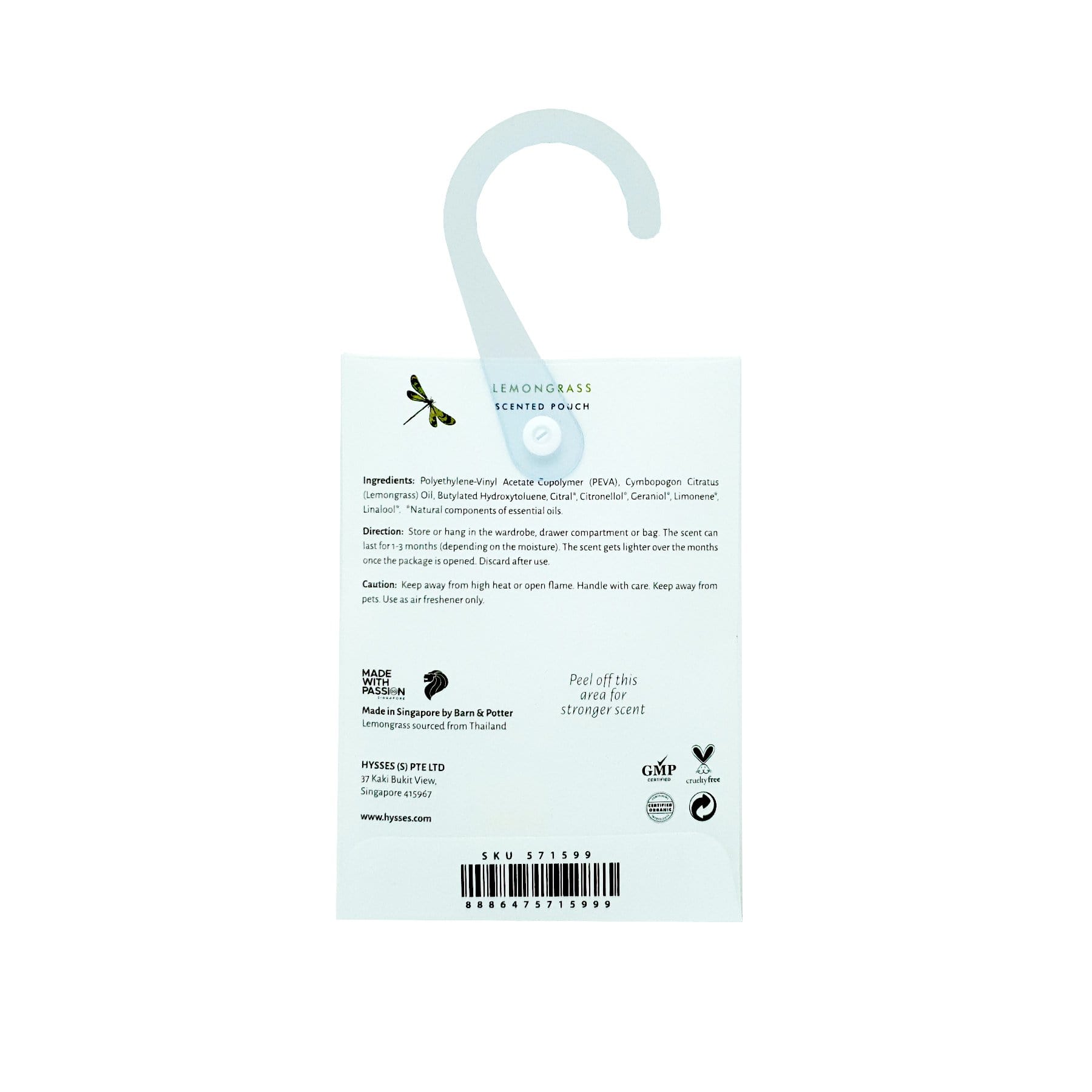 Hysses Singapore Home & Scent Scented Pouch, Lemongrass