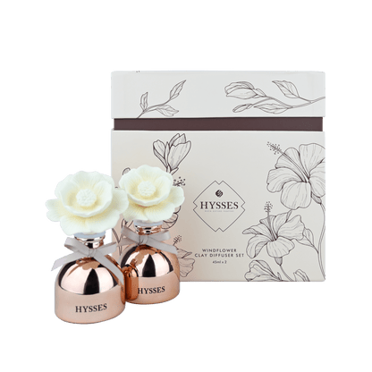 Hysses Singapore Home & Scent Windflower Clay Diffuser Set of 2 – Geranium & Orchid