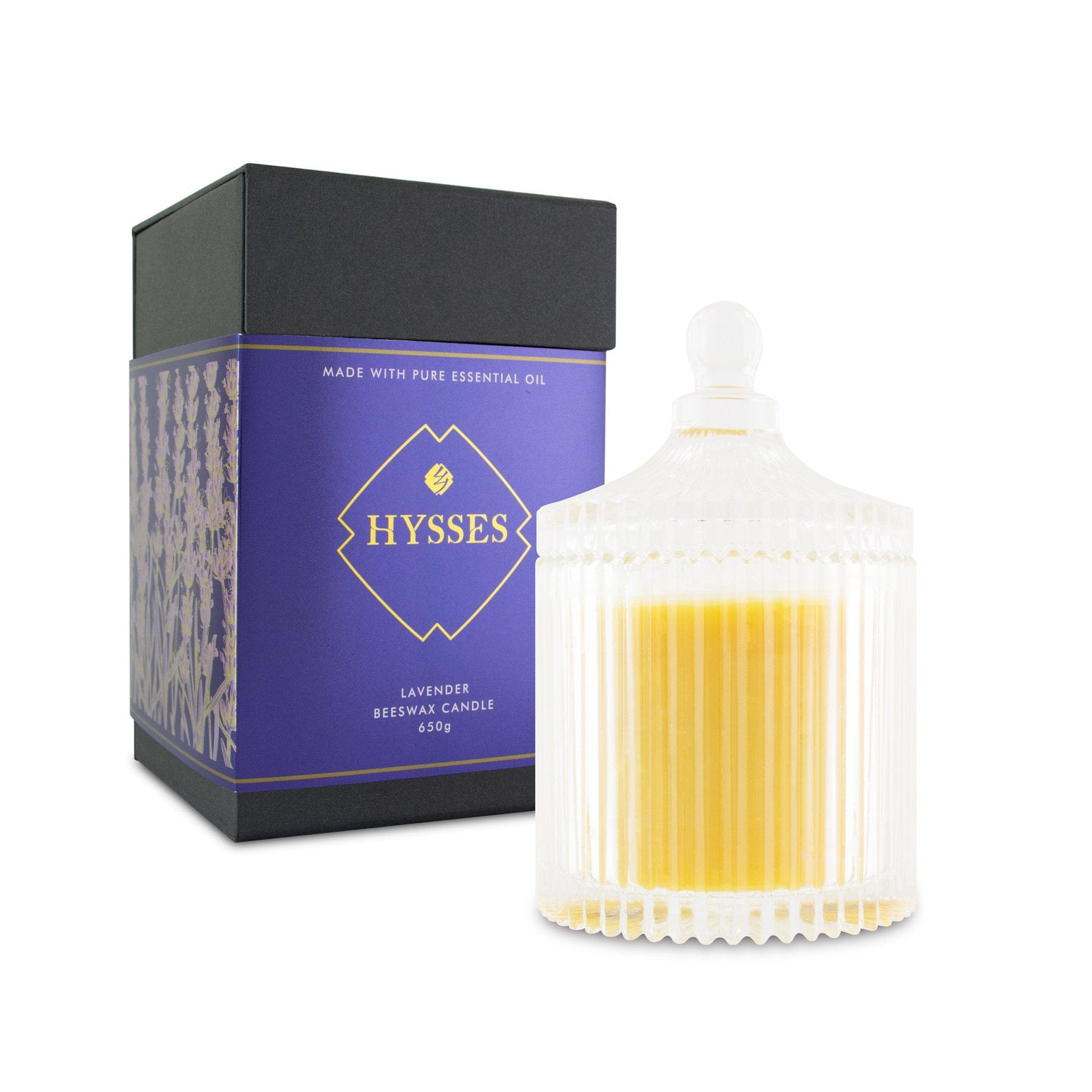 Hysses Home Scents 200g Beeswax Candle Lavender, 200g