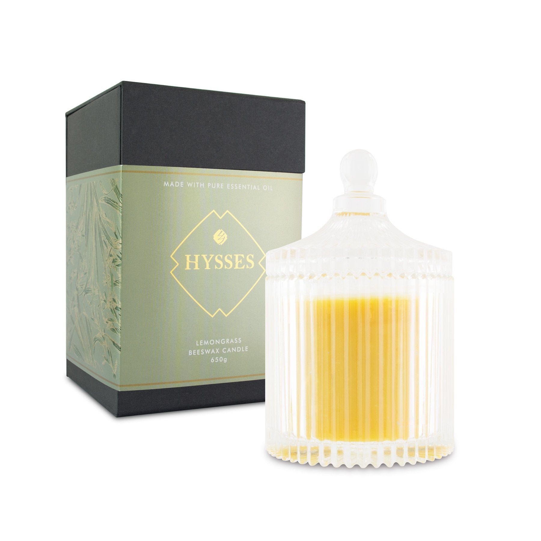 Hysses Home Scents 200g Beeswax Candle Lemongrass, 200g