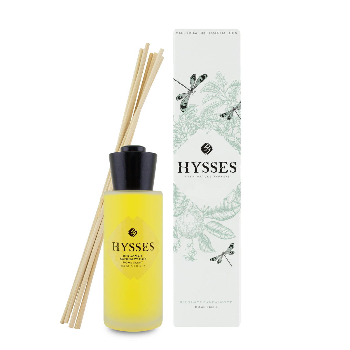 Hysses Home Scents 150ml Home Scent Reed Diffuser Bergamot Sandalwood, 150ml