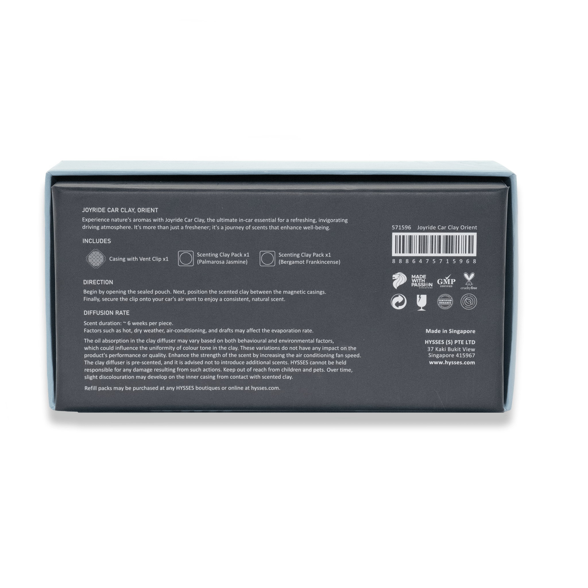 Hysses Singapore Home Scents Joyride Car Clay, Orient (Palmarosa Jasmine & Bergamot Frankincense) R