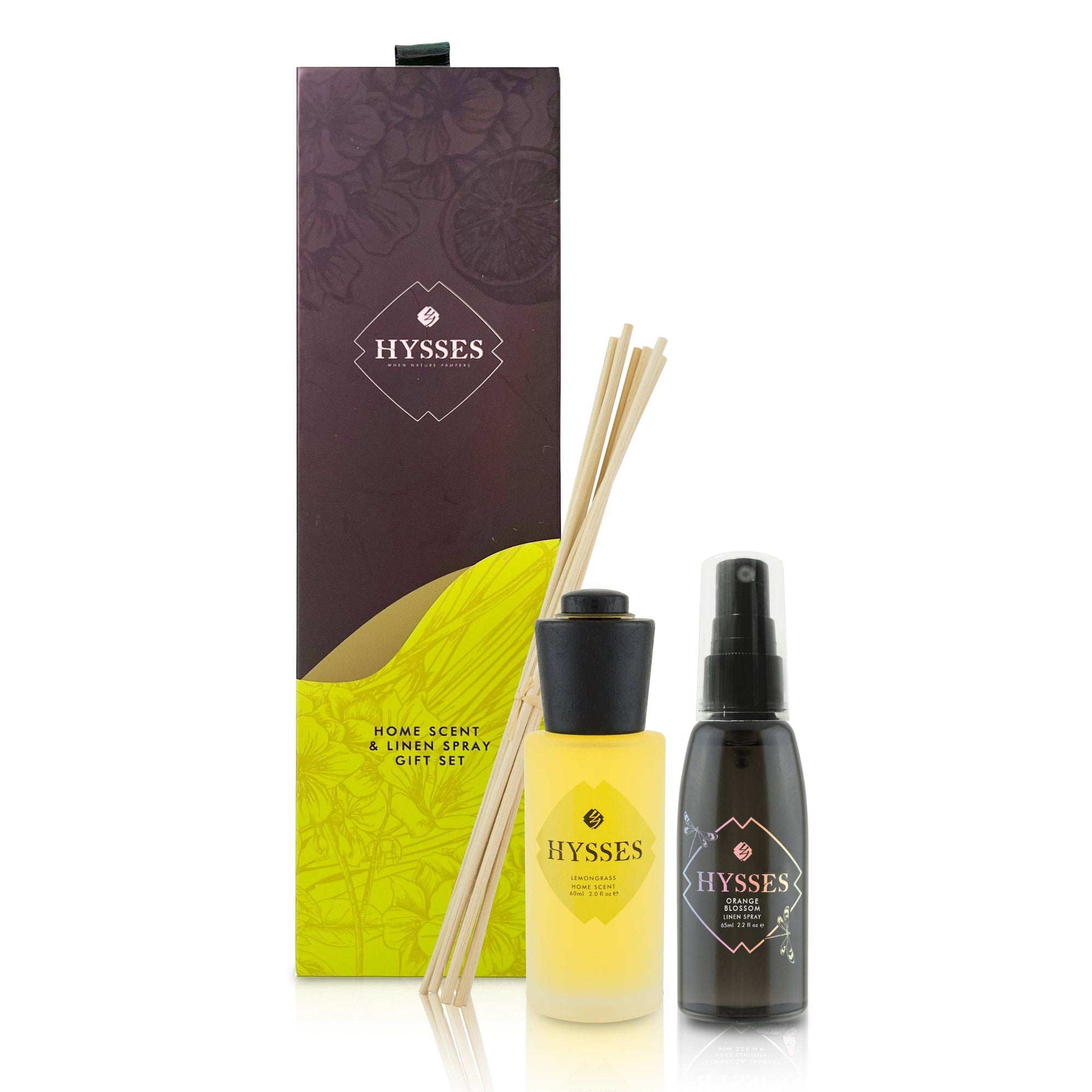 Hysses Home Scents Orange Blossom & Lemongrass Linen Spray and Home Scent Gift Set of 2