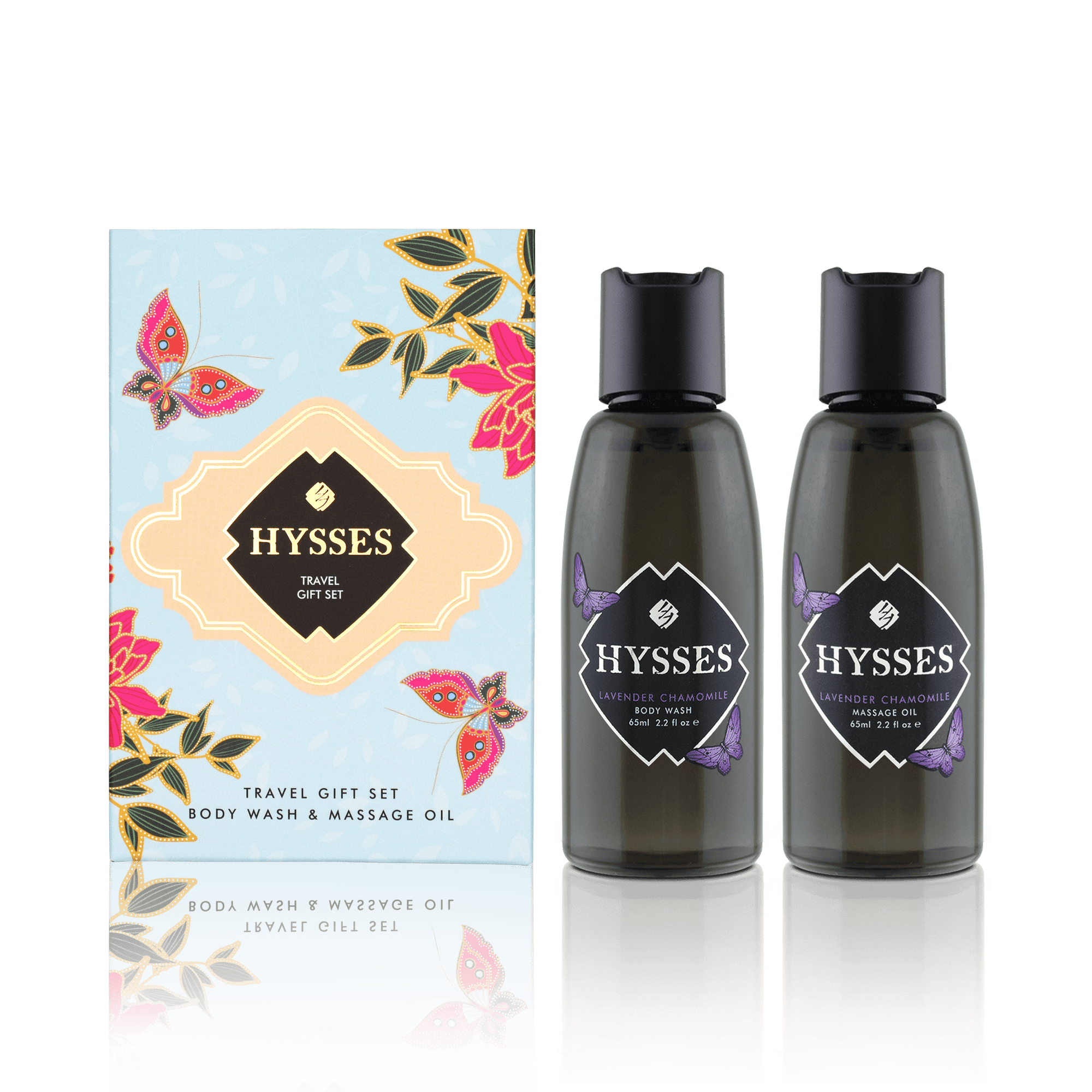 Hysses Body Care Lavender Chamomile Travel Gift Set (Body Wash & Massage Oil)