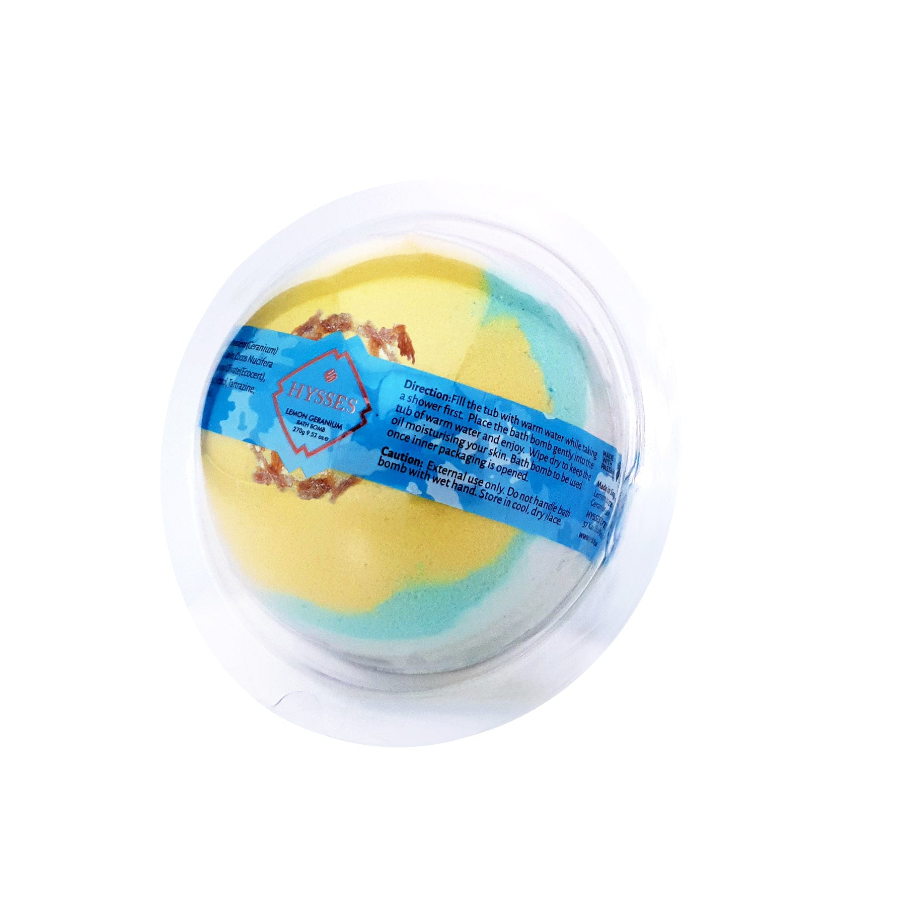 Hysses Body Care Bath Bomb, Lemon Geranium